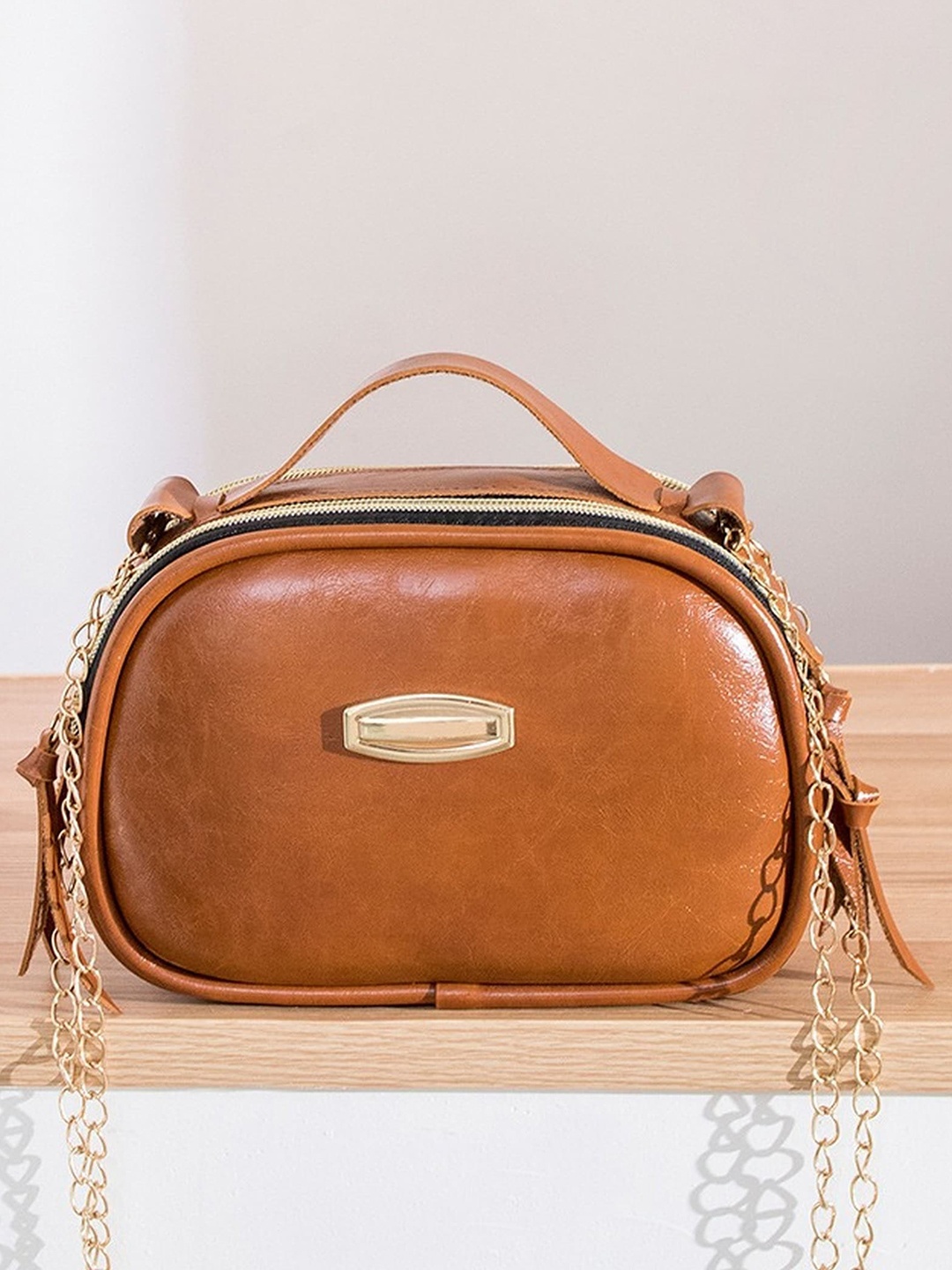 

Diva Dale PU Structured Sling Bag, Tan