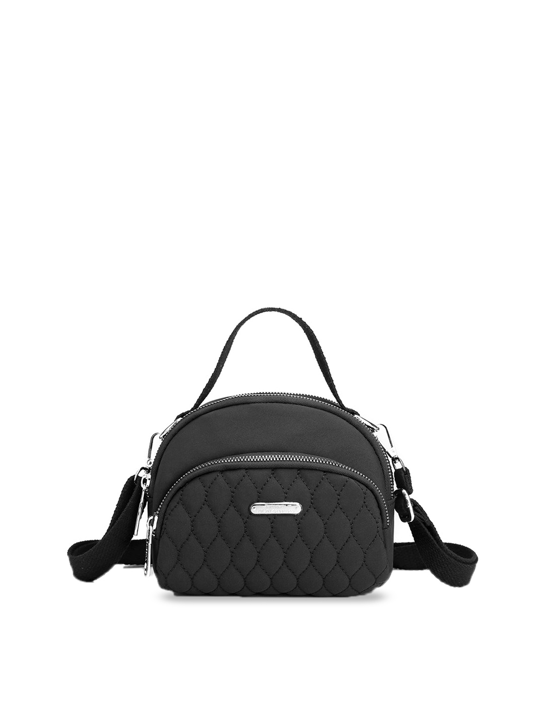 

Diva Dale Textured Structured Sling Bag With Quilted, Black