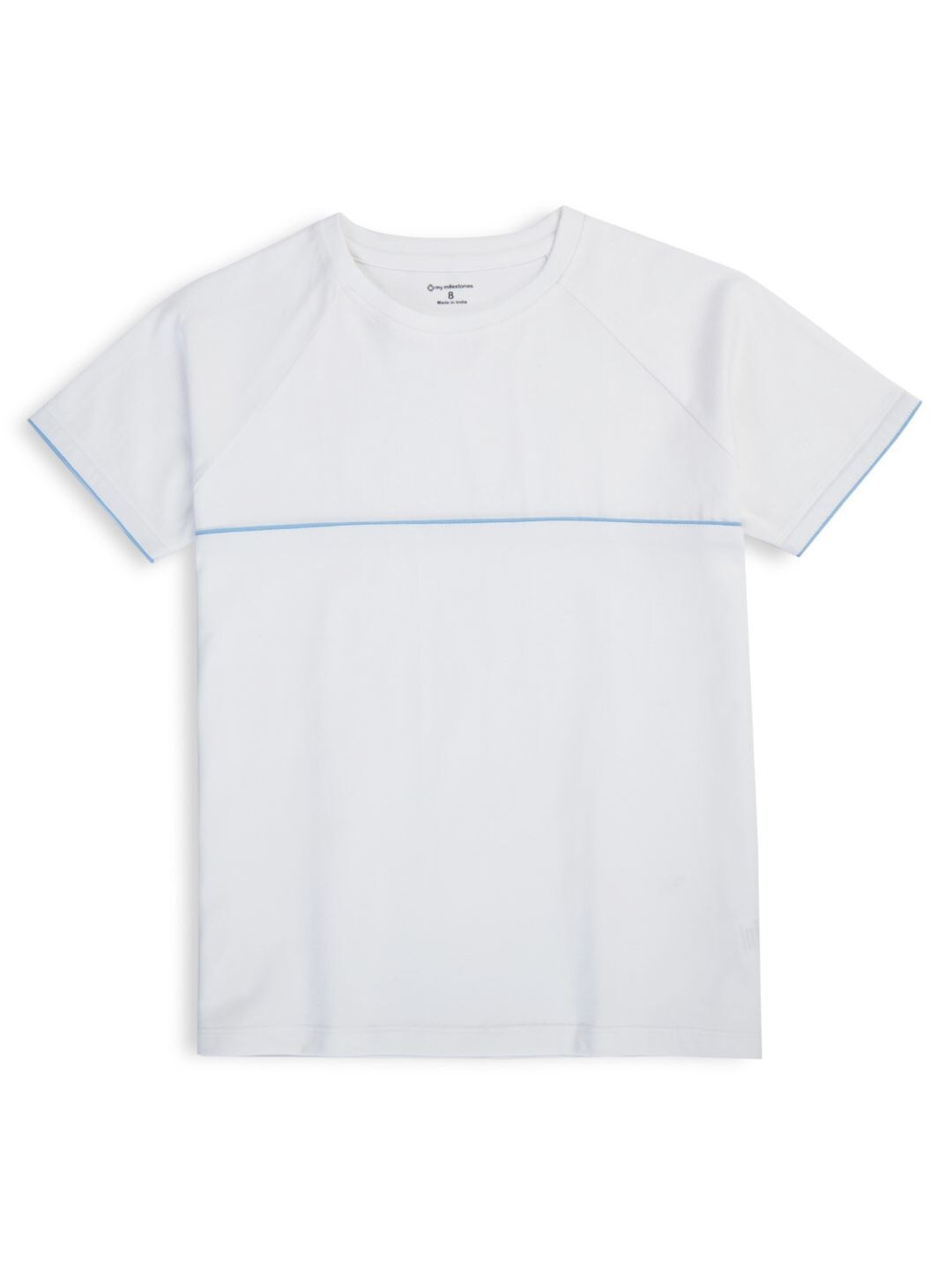 

My Milestones Boys White Henley Neck Pockets T-shirt