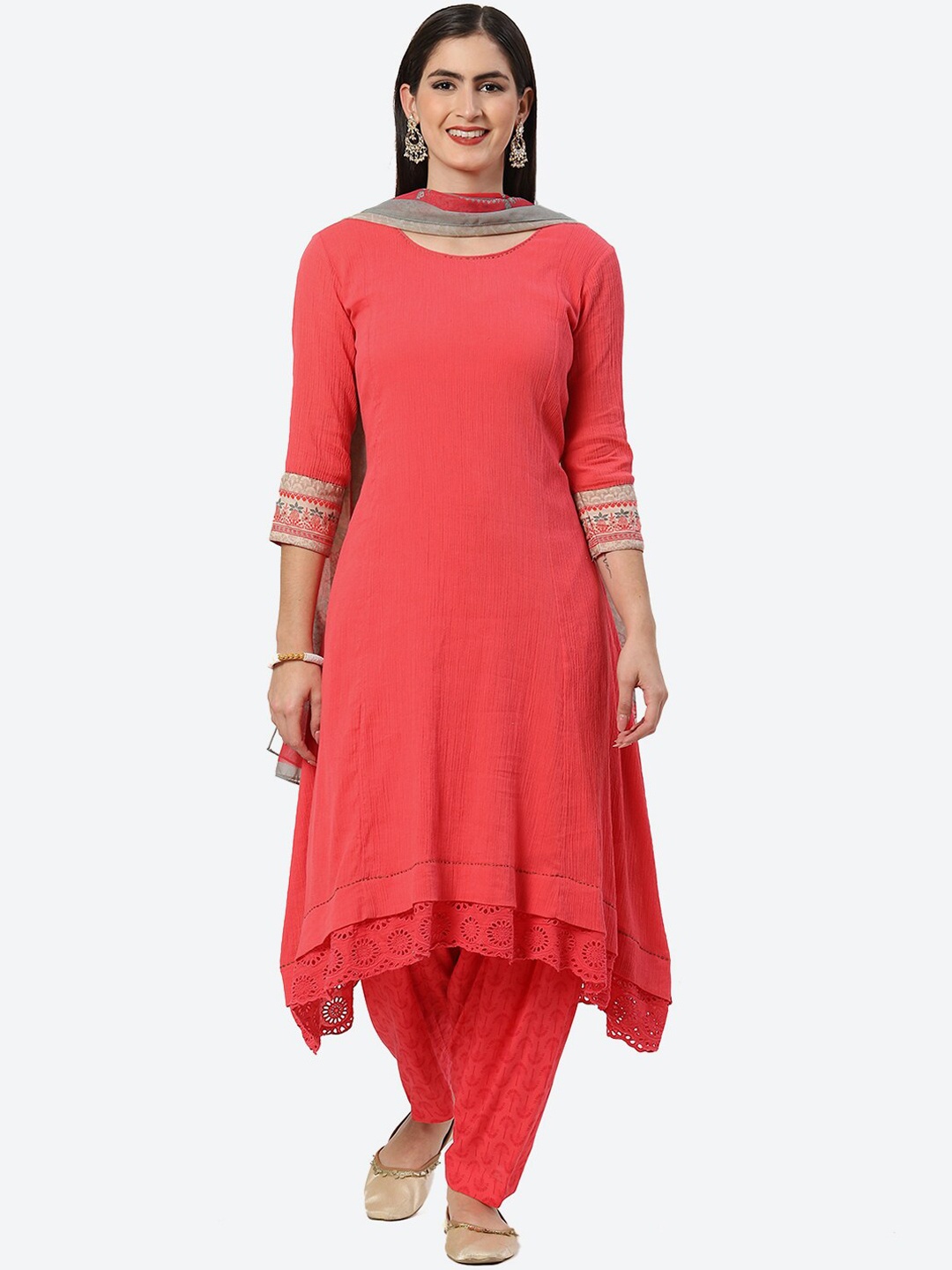 

Biba Asymmteric Anarkali Kurta with Salwar & Dupatta, Coral