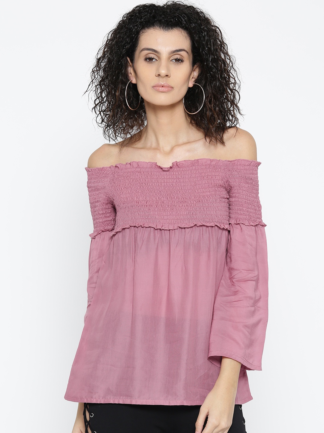 

Style Quotient Women Mauve Solid Bardot Top