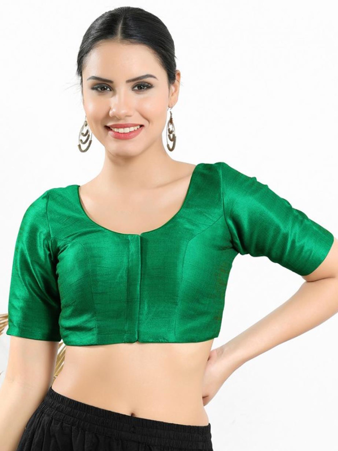 

SALWAR STUDIO Art Silk Saree Blouse, Green