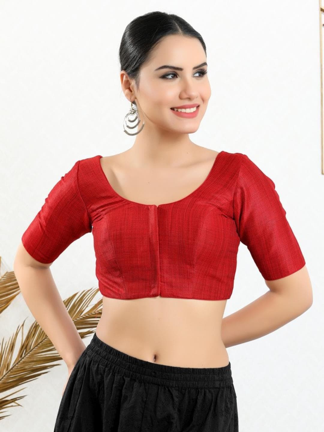 

SALWAR STUDIO Readymade Saree Blouse, Red