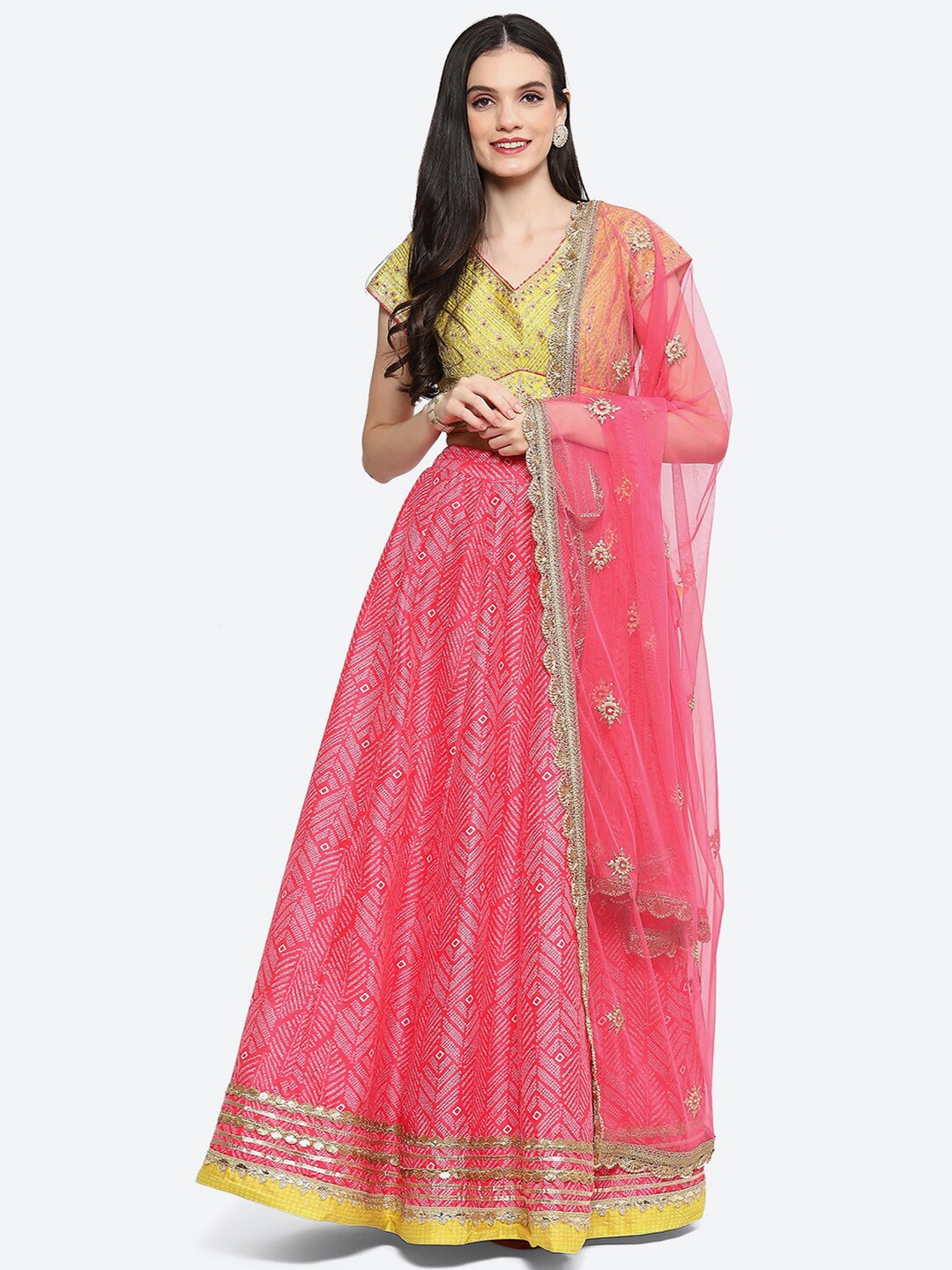 

Biba Embroidered Ready to Wear Lehenga & Blouse With Dupatta, Fuchsia
