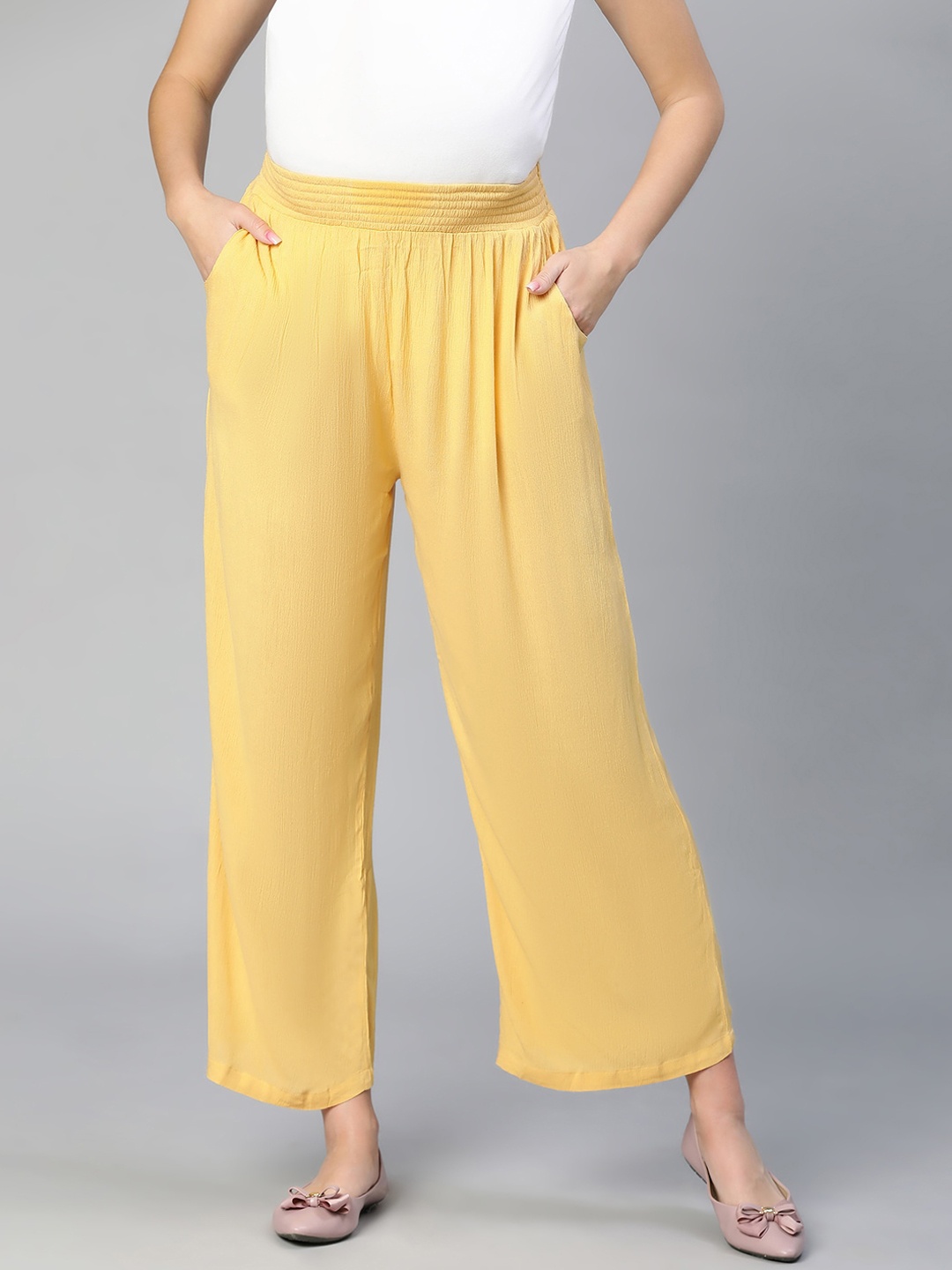 

Oxolloxo Women Relaxed High-Rise Non Iron Maternity Trousers, Yellow