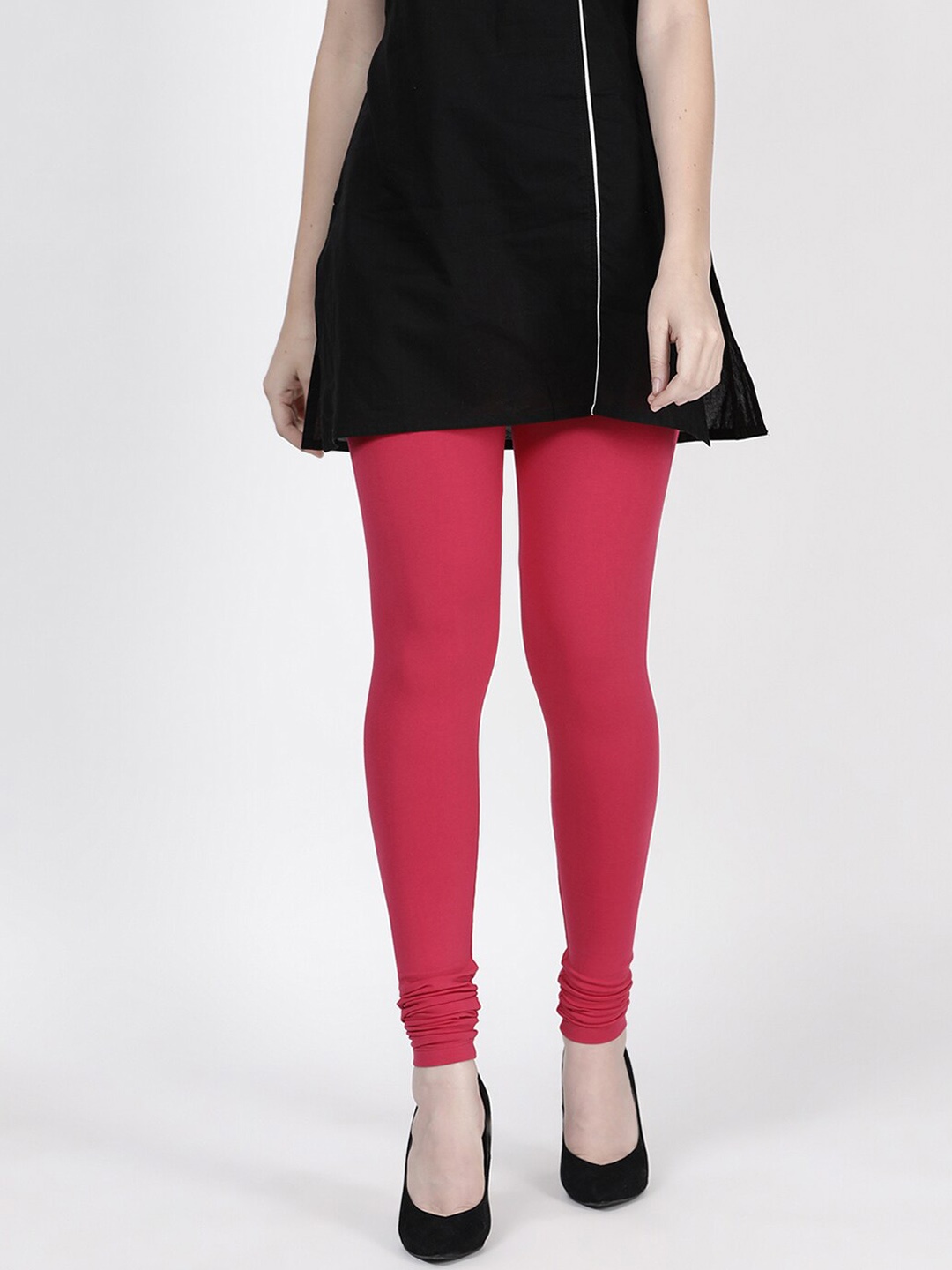 

TWIN BIRDS Pure Cotton Churidar Length Leggings, Pink