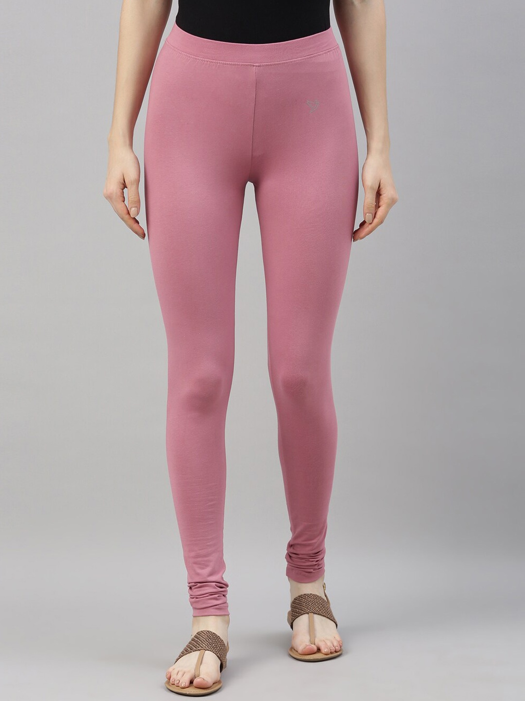 

TWIN BIRDS Mid-Rise Pure Cotton Ethnic Churidar-Length Leggings, Pink