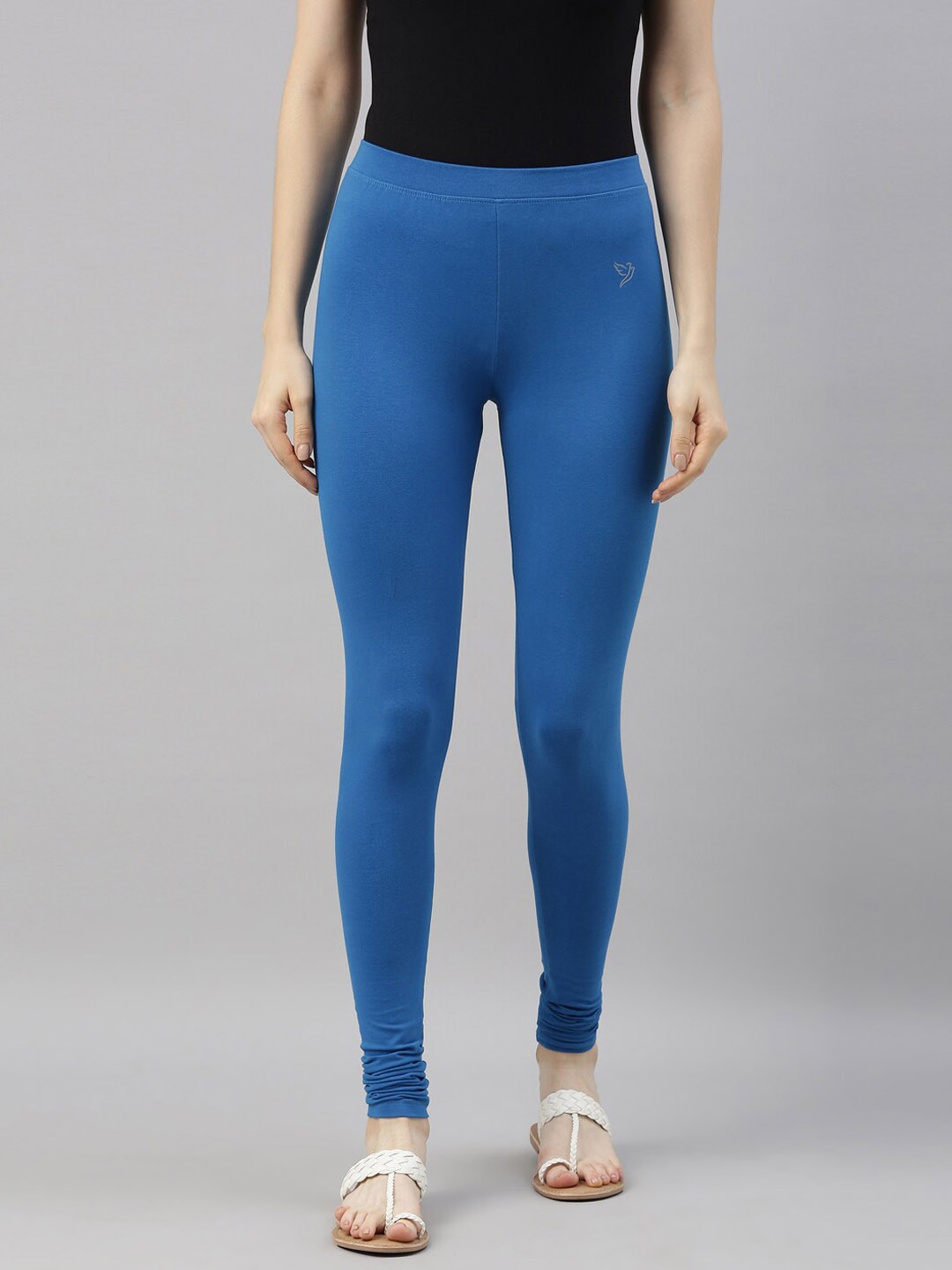 

TWIN BIRDS Pure Cotton Churidar-Length Leggings, Blue