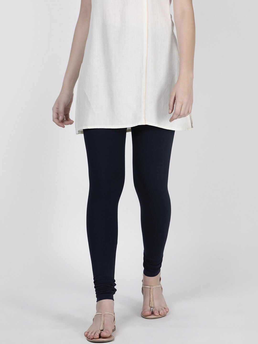 

TWIN BIRDS Pure Cotton Churidar-Length Leggings, Navy blue