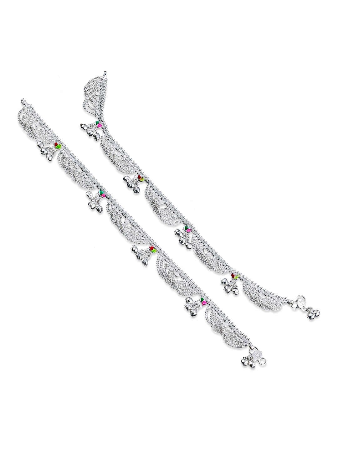 

RUHI COLLECTION Set Of 2 Silver-Plated Beaded Anklets