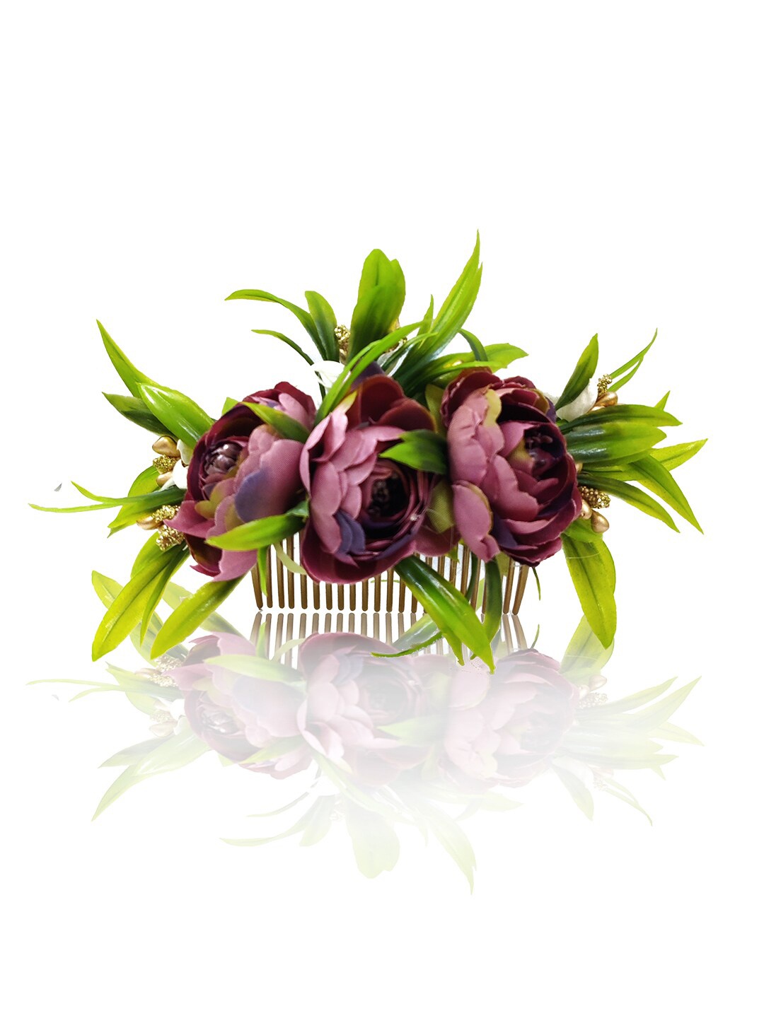 

Hair Flare Flower & Leaf Shaped Comb Pin, Brown