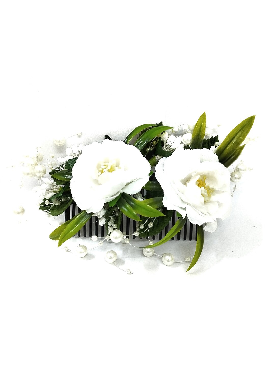 

Hair Flare Women Embellished Floral Comb Pin, White