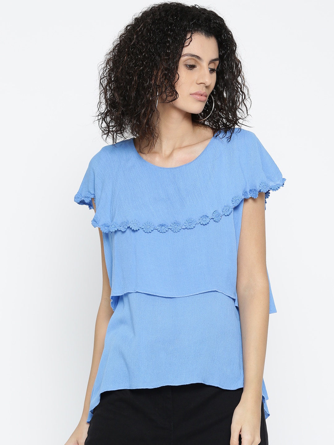 

Style Quotient Women Blue Solid Layered A-Line Top