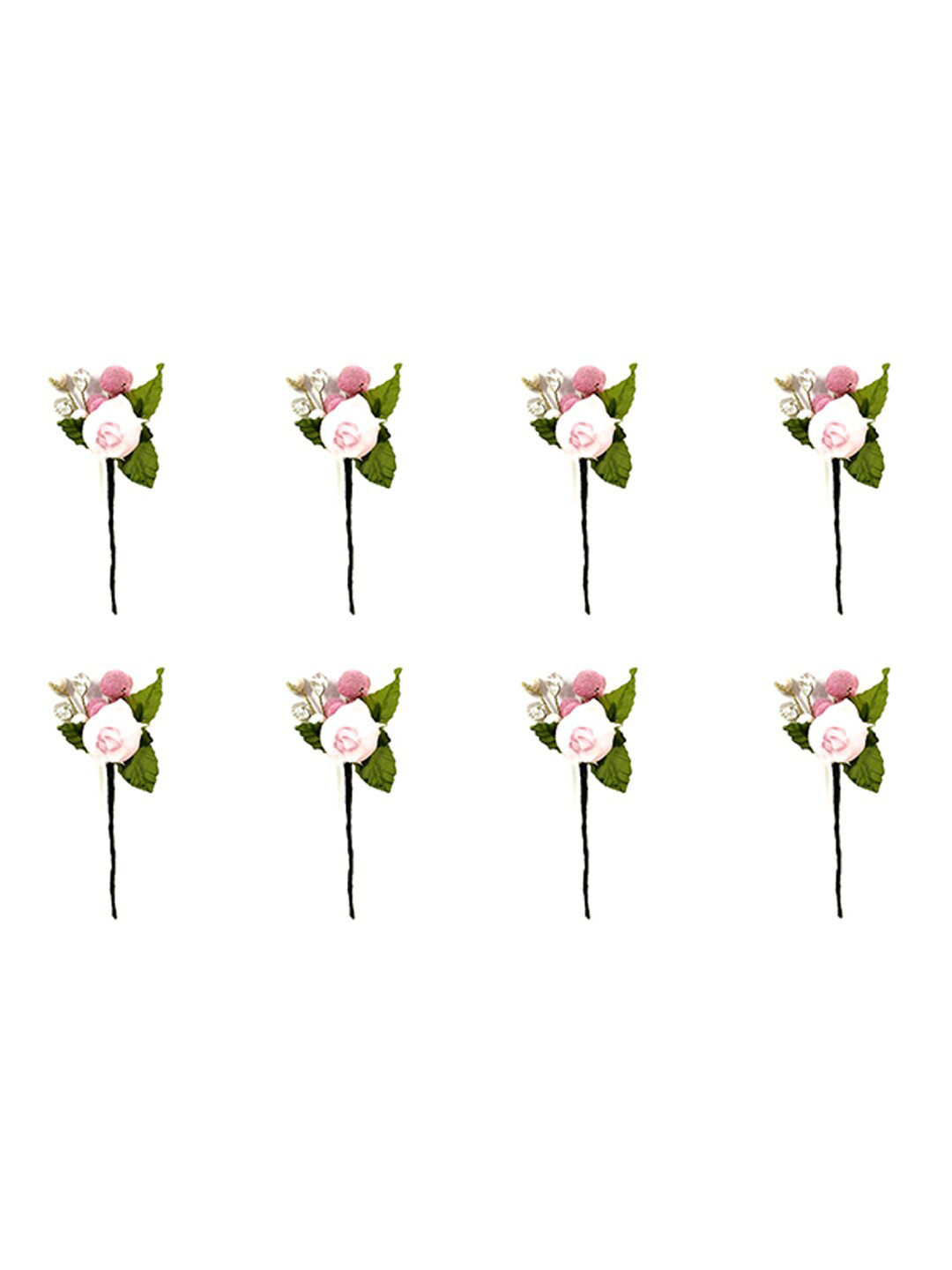 

Hair Flare Women Set of 8 Embellished Floral Hair Accessory Set, Pink