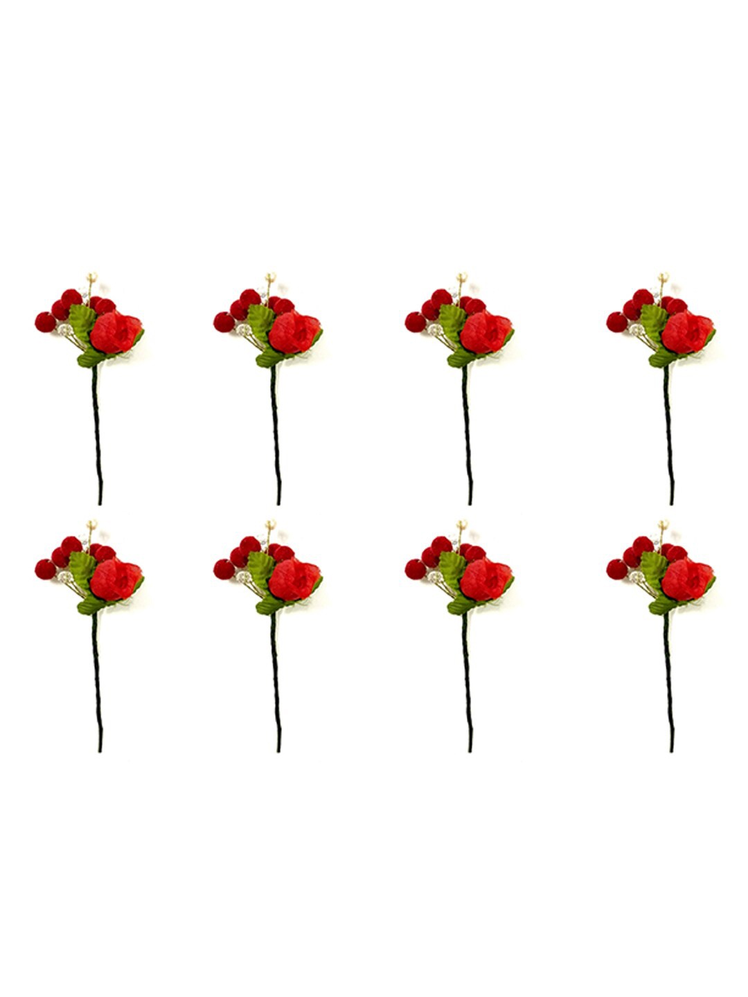 

Hair Flare Women Set of 8 Embellished Floral Hair Accessory Set, Red