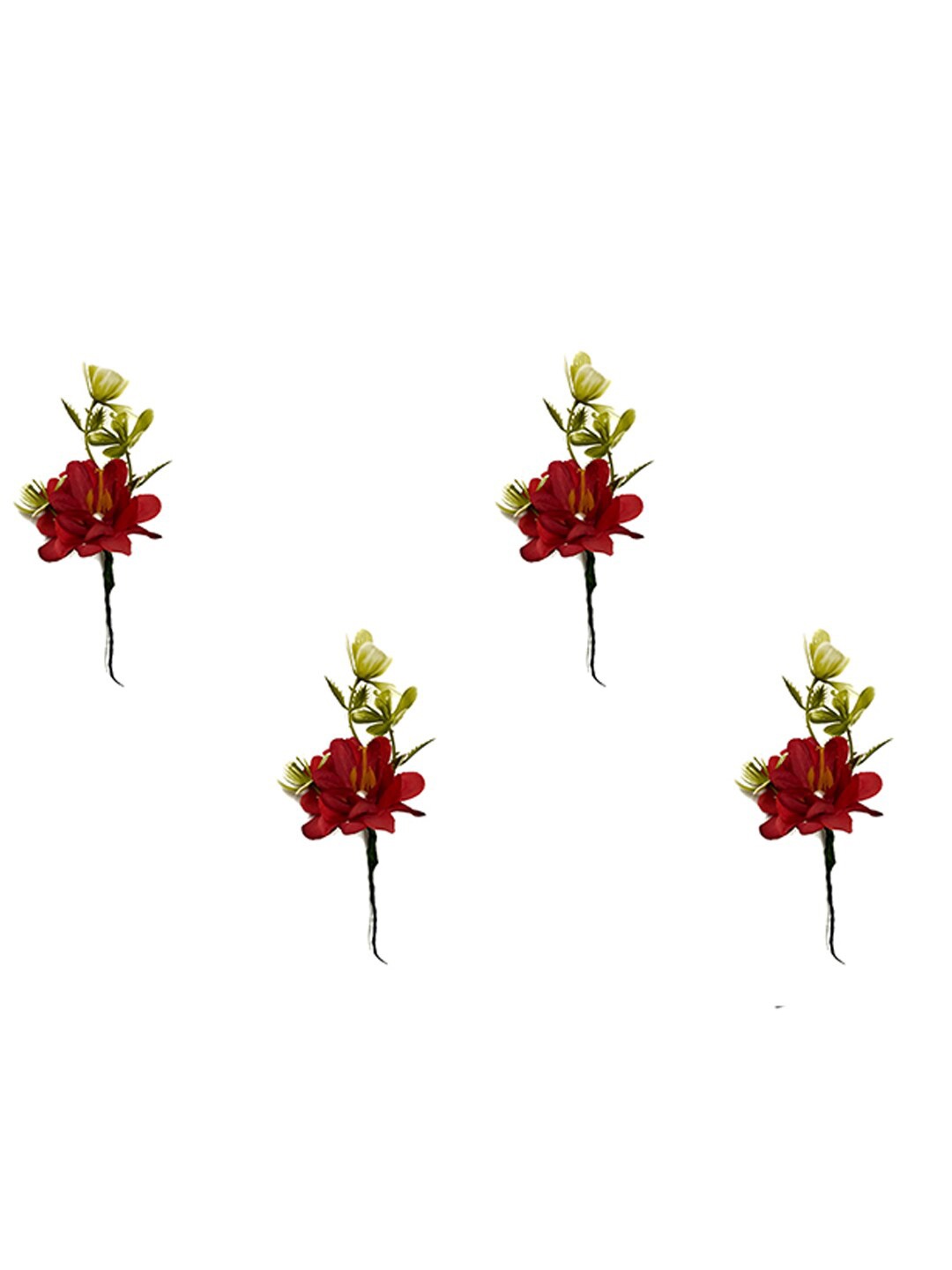 

Hair Flare Women Set of 4 Embellished Floral Hair Accessory Set, Red