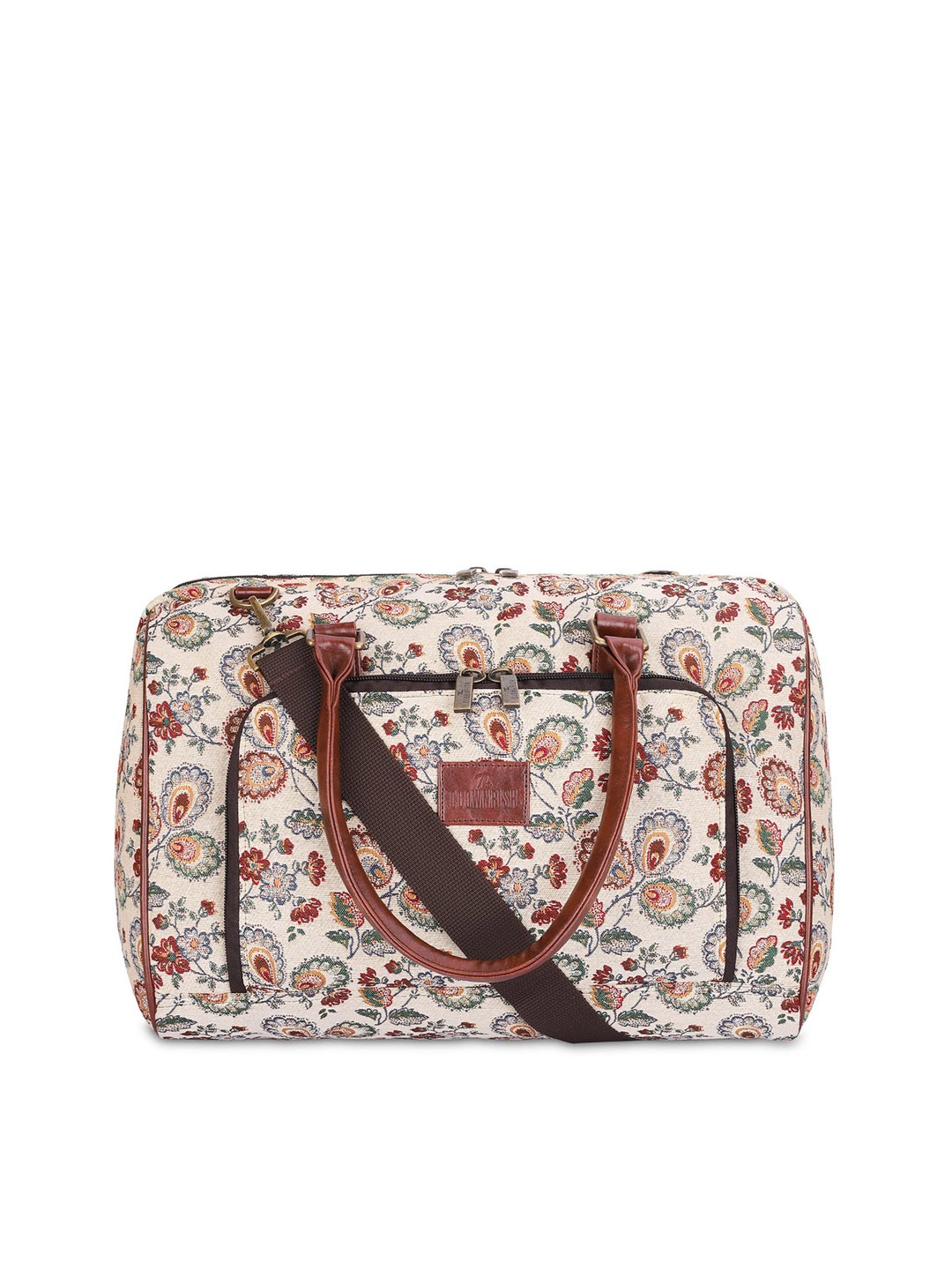 

THE CLOWNFISH Floral Printed Travel Duffel Bag, Beige