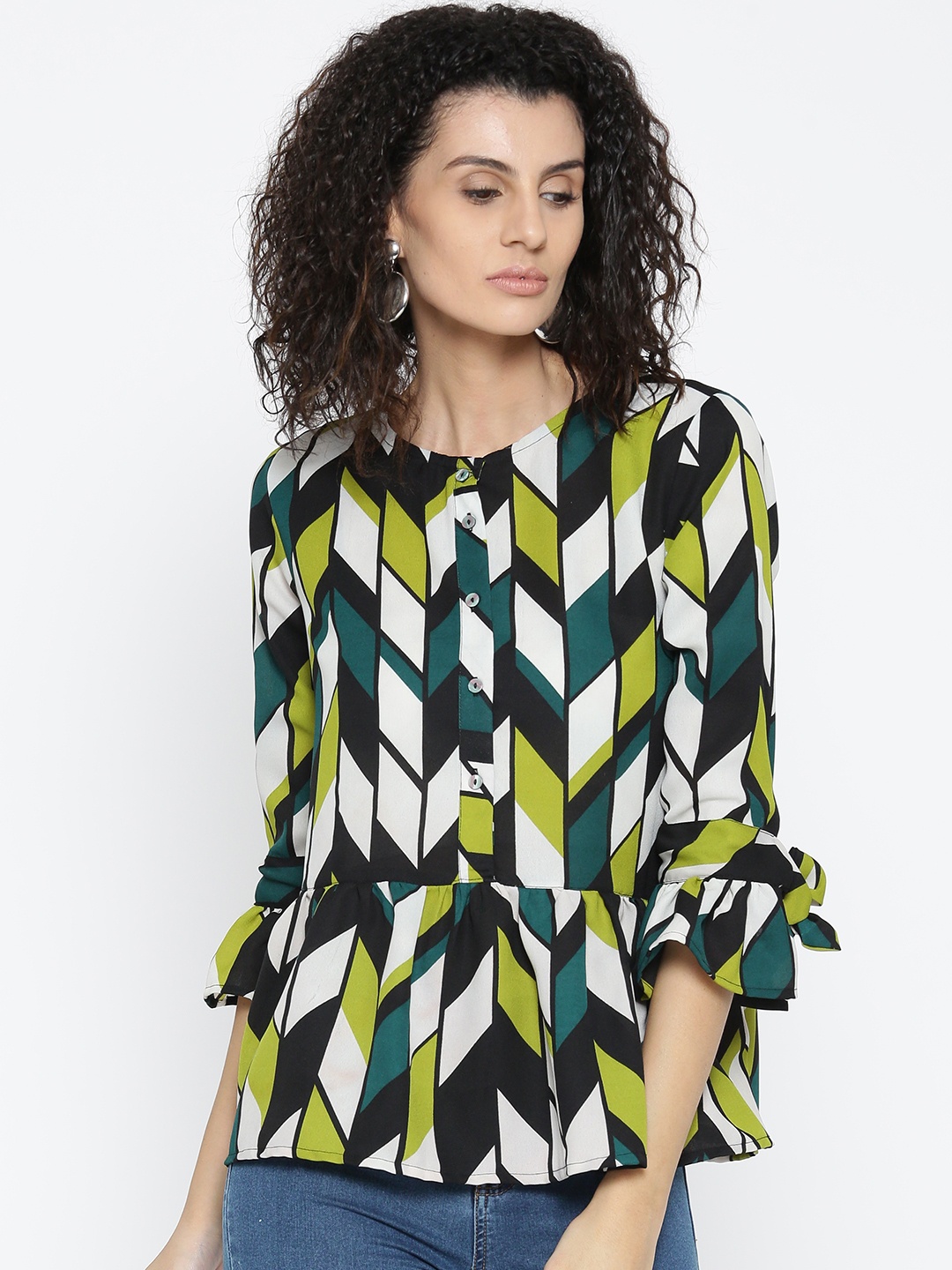

Style Quotient Women Green Printed A-Line Top