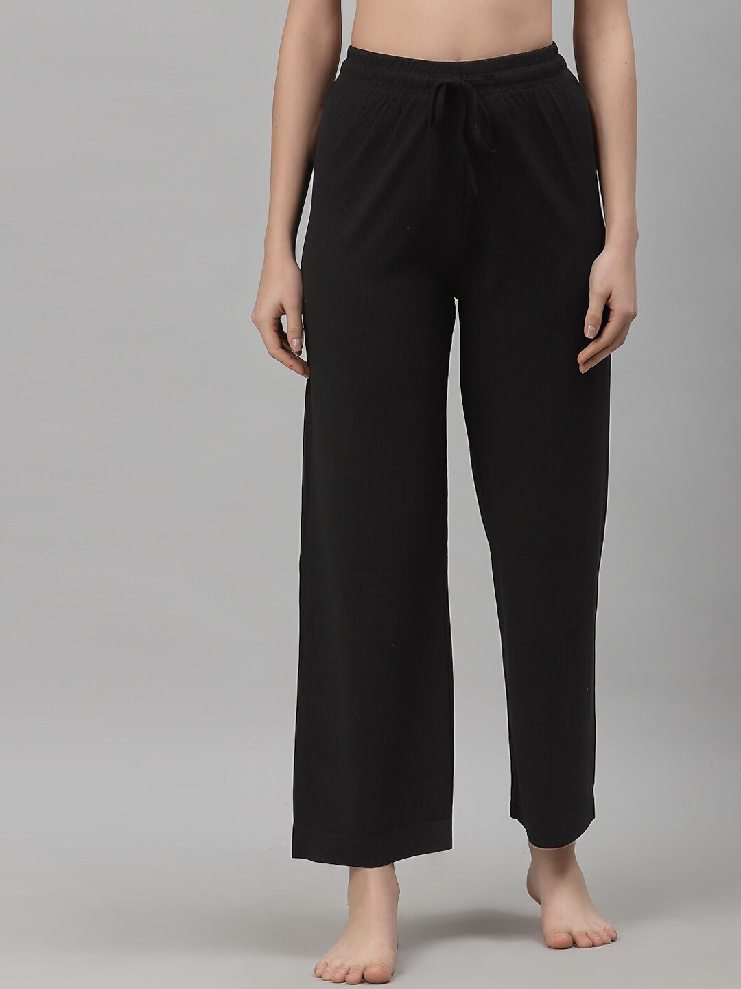 

NEUDIS Women Mid-Rise Ribbed Breathable Lounge Pants, Black