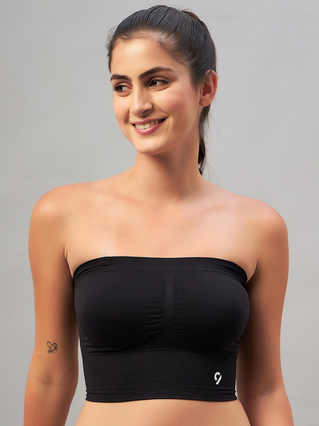 

C9 AIRWEAR Anti-Odour Bandeau Bra - Full Coverage Lightly Padded, Black