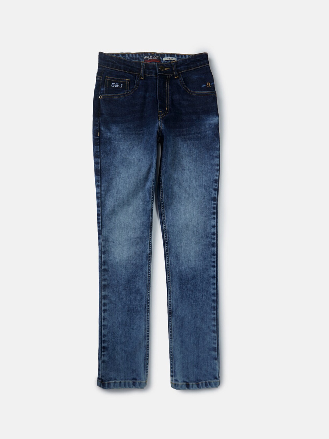 

Gini and Jony Boys Mid-Rise Light Fade Denim Jeans, Navy blue