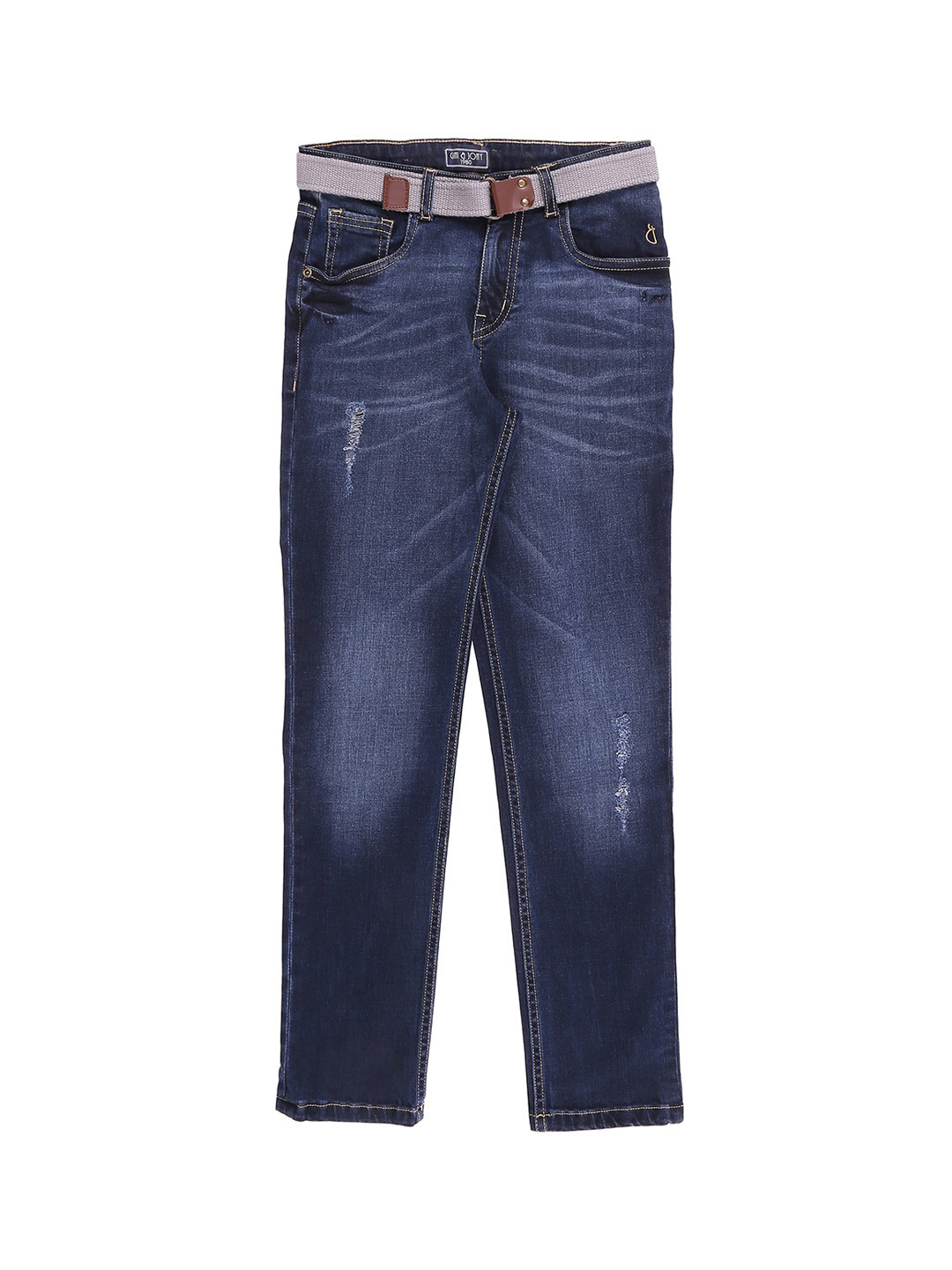 

Gini and Jony Boys Mid-Rise Low Distressed Light Fade Denim Jeans, Blue