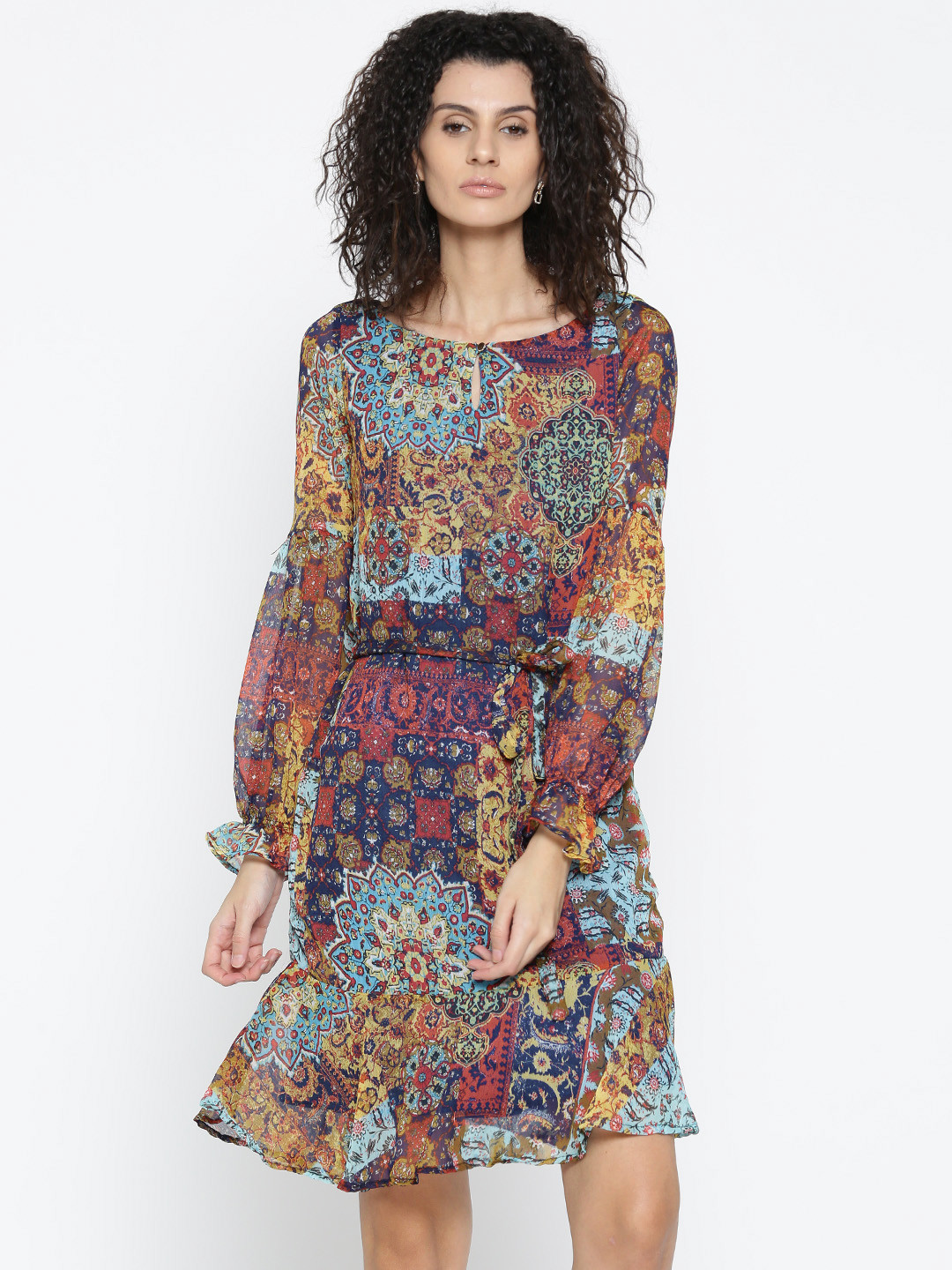 

Style Quotient Women Multicoloured Printed A-Line Dress, Multi