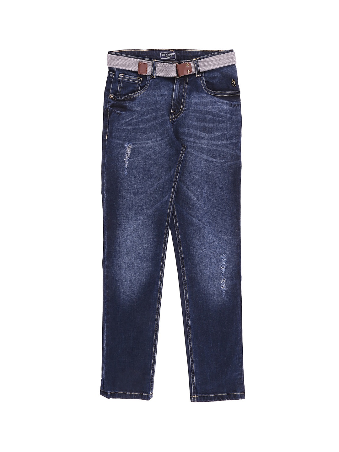 

Gini and Jony Boys Mid-Rise Low Distressed Light Fade Denim Jeans, Blue
