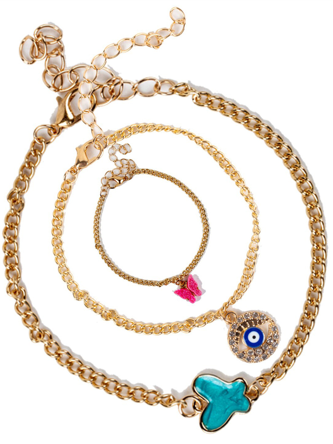 

Jewelz Women Set Of 3 Gold-Plated Charm Bracelet