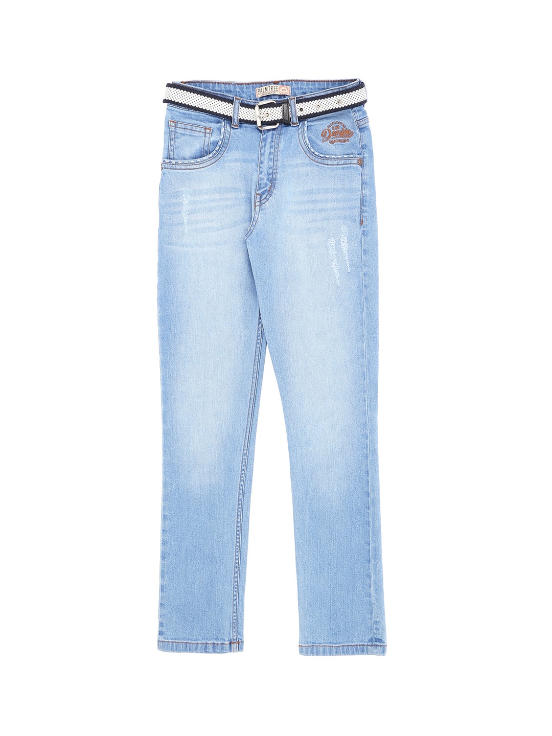 

Palm Tree Boys Mid-Rise Low Distress Light Fade Jeans, Blue