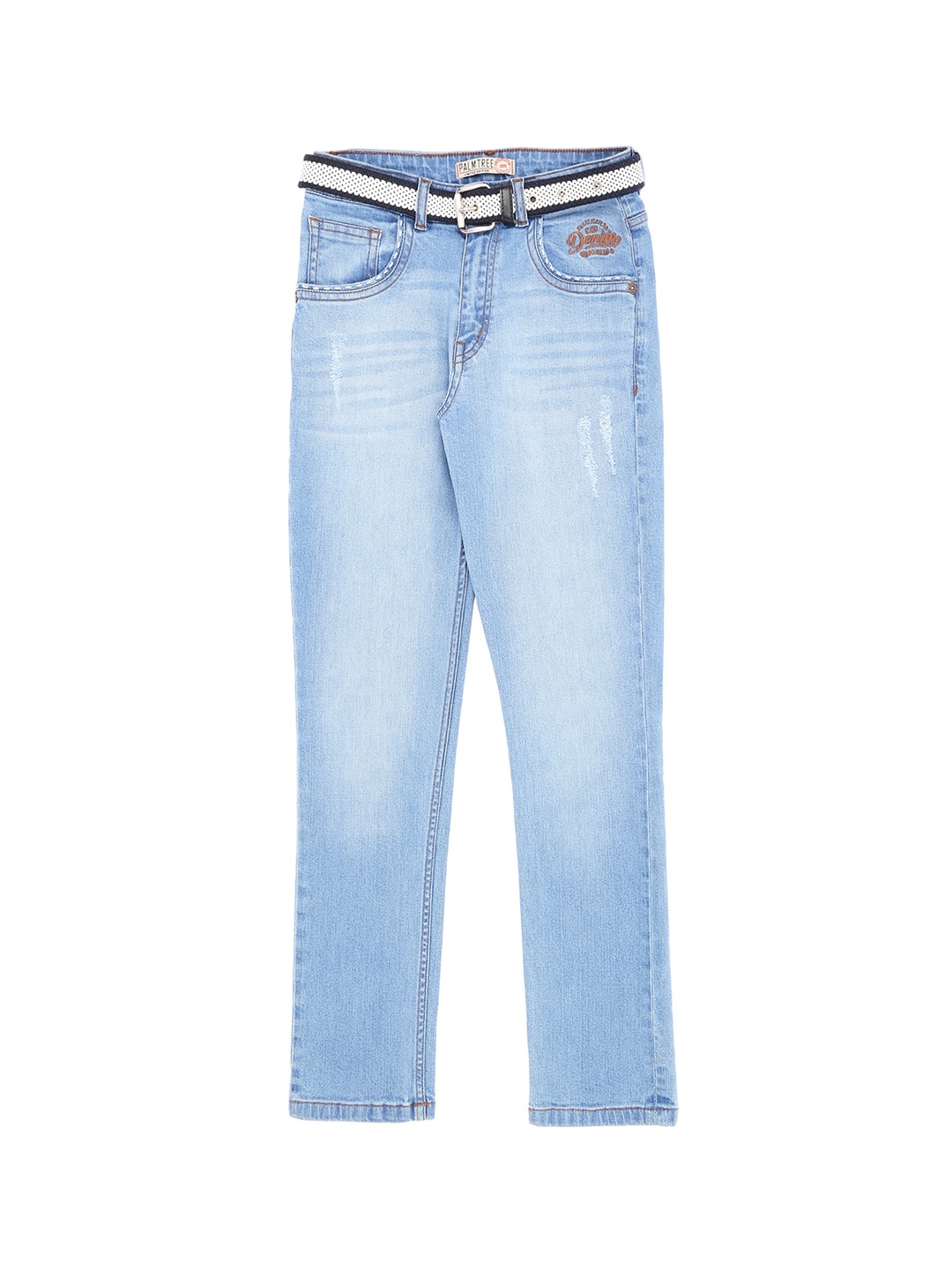 

Palm Tree Boys Mid-Rise Low Distress Light Fade Jeans, Blue