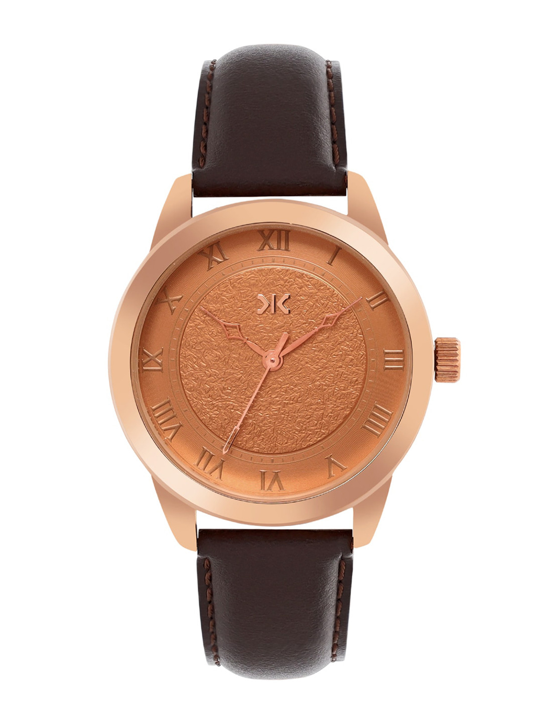 

Killer Women Brass Embellished Dial & Leather Straps Analogue Watch KLWI524D, Rose gold