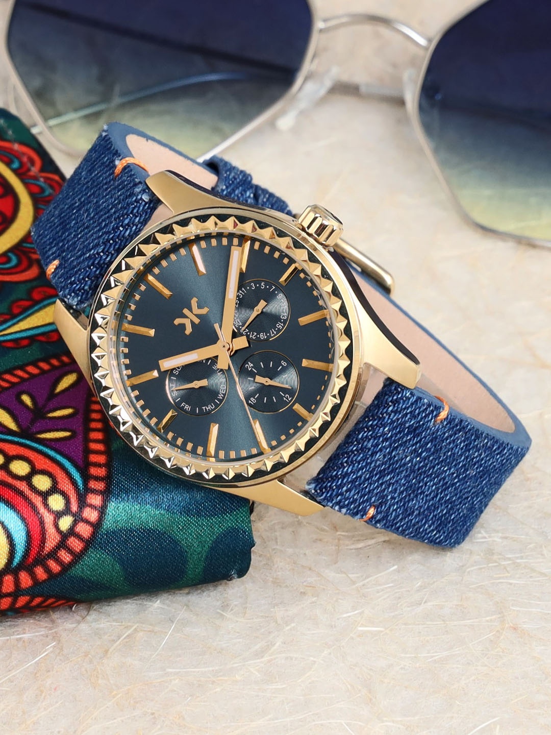 

Killer Women Brass Patterned Dial & Straps Analogue Watch KLWII527C, Blue