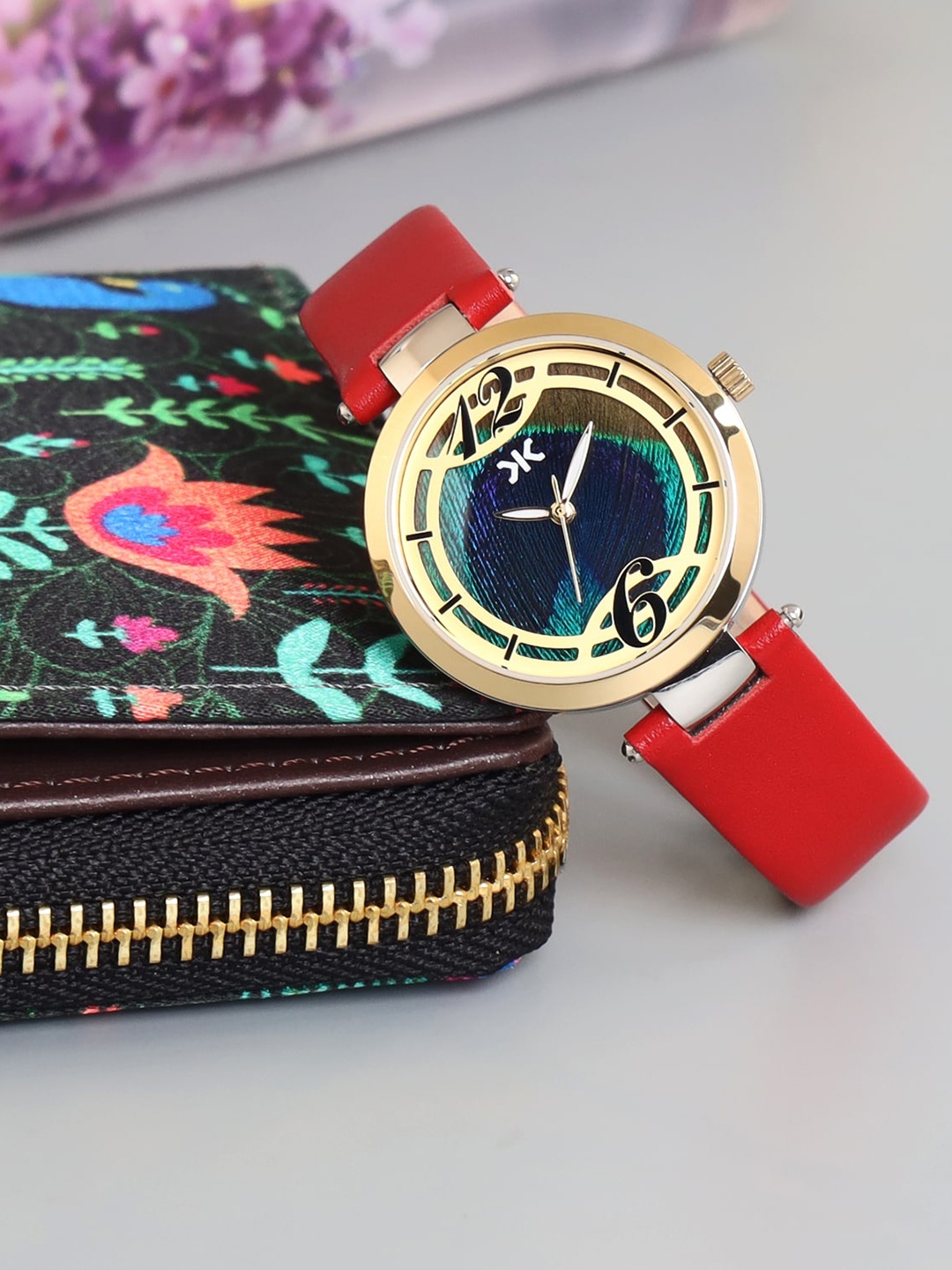

Killer Women Brass Printed Dial & Leather Bracelet Style Straps Digital Watch KLW539D, Blue