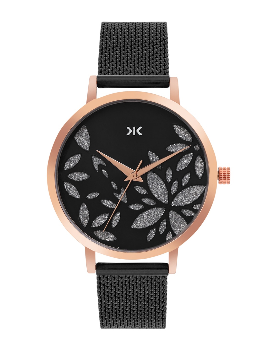 

Killer Women Embellished Dial & Stainless Steel Bracelet Style Analogue Watch KLFO52B, Black