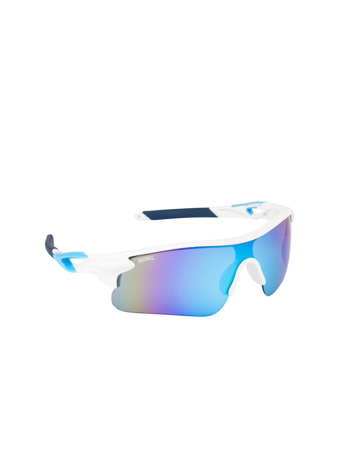 

MAGNEQ Mirrored Lens & Shield Sunglasses With UV Protected Lens MG 9181/S C8 HZ 7020, Blue