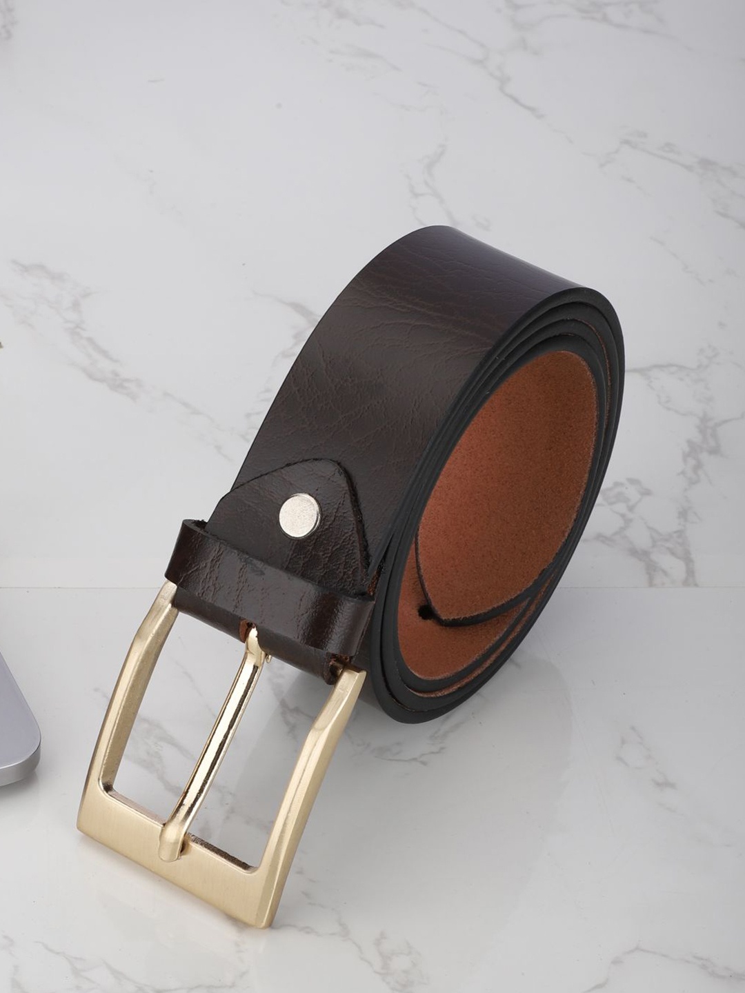 

Mast & Harbour Men Brown Leather Formal Belt