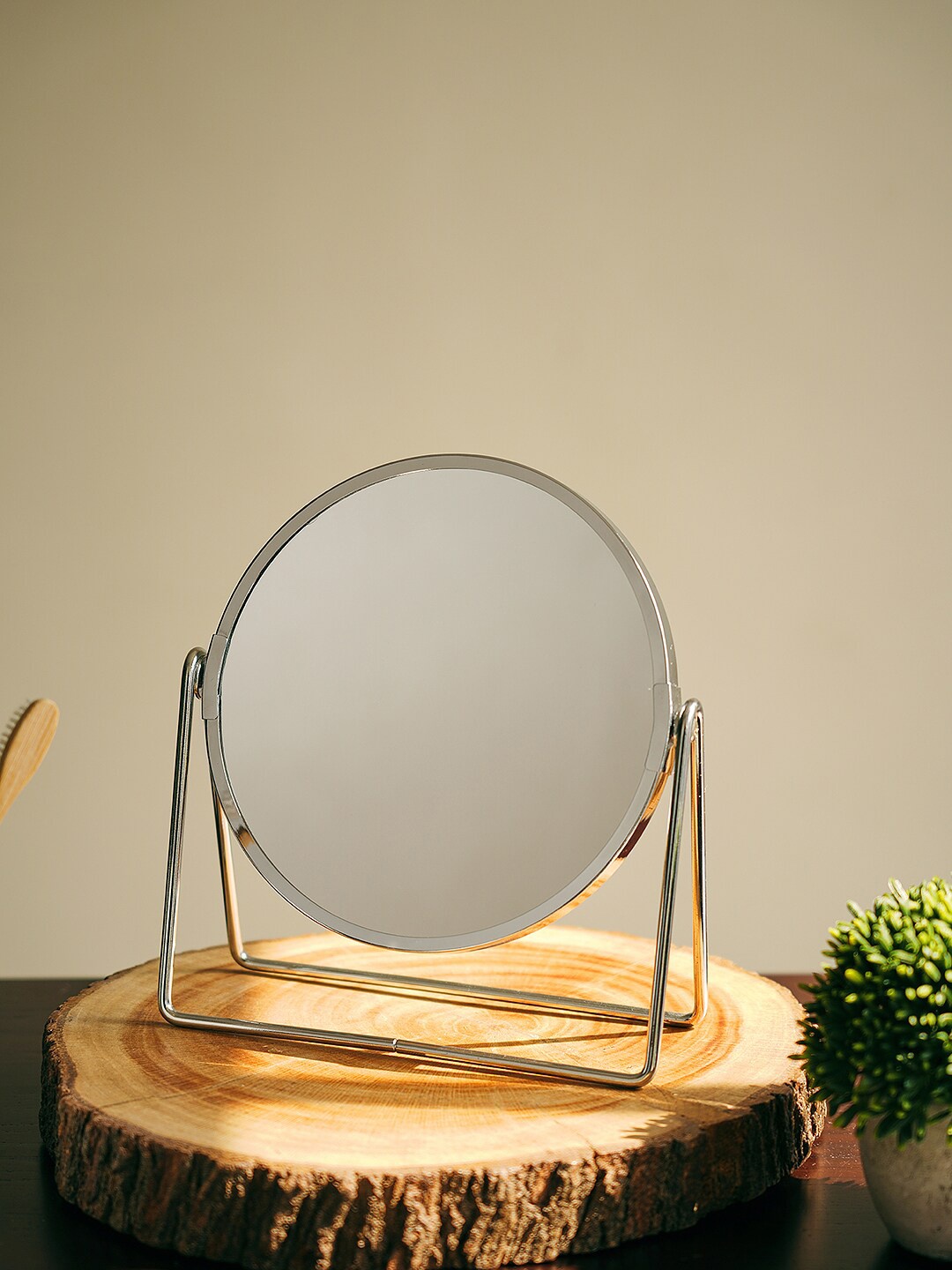 

Pure Home and Living Silver-Toned Double Sided Metal Vanity Mirror