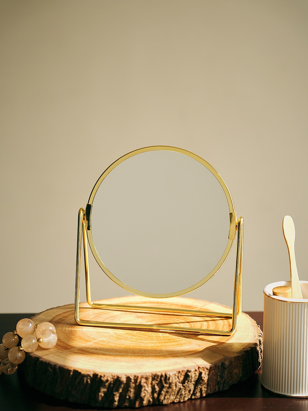 

Pure Home and Living Double Gold Toned Sided Metal Vanity Mirror