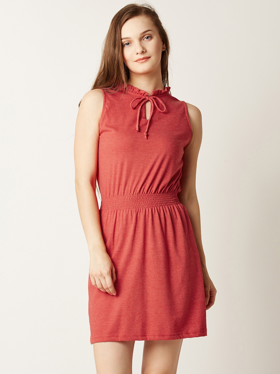 

Miss Chase Women Rust Solid A-Line Dress