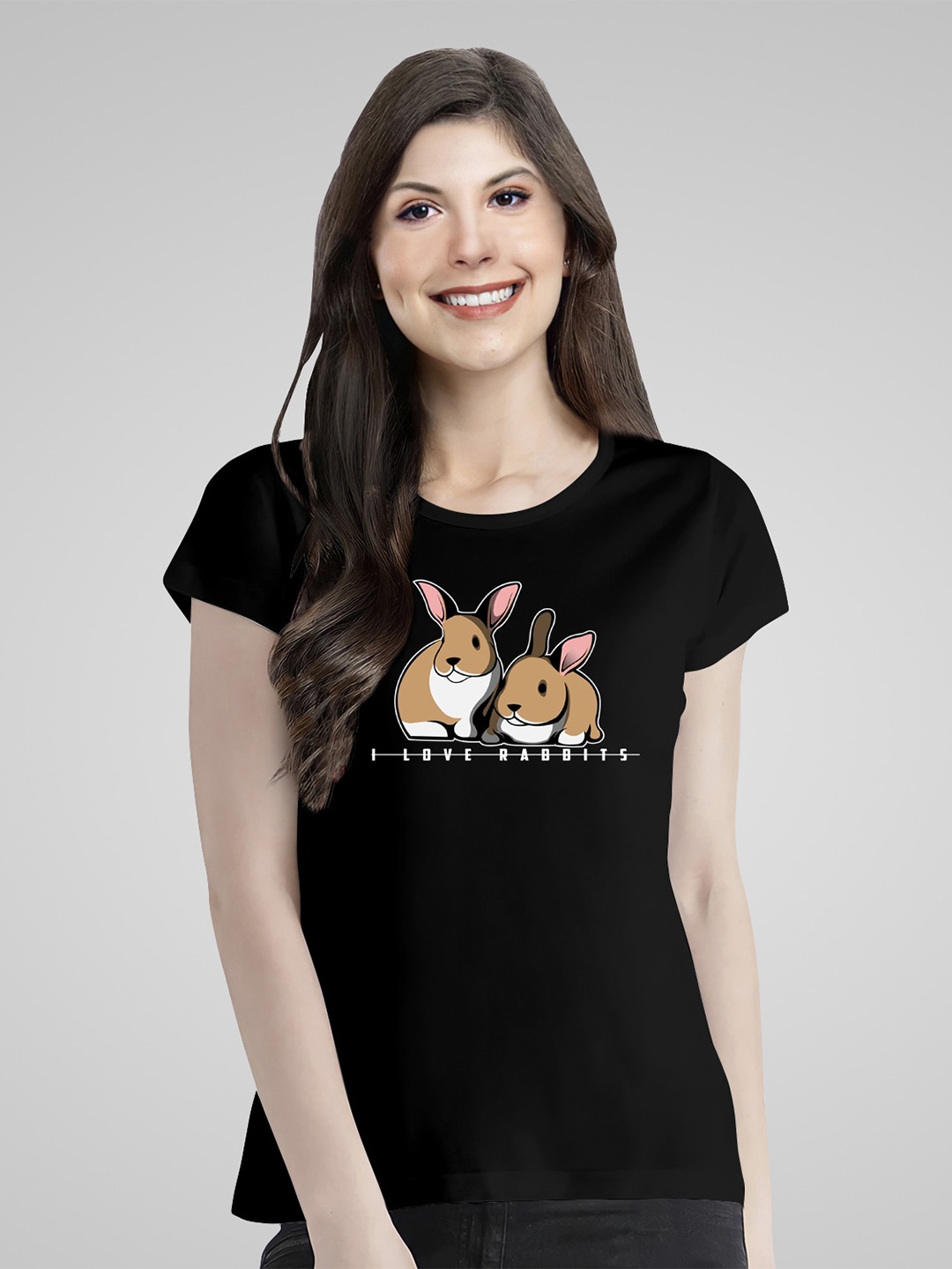 

Pootlu Women Black Printed Extended Sleeves T-shirt