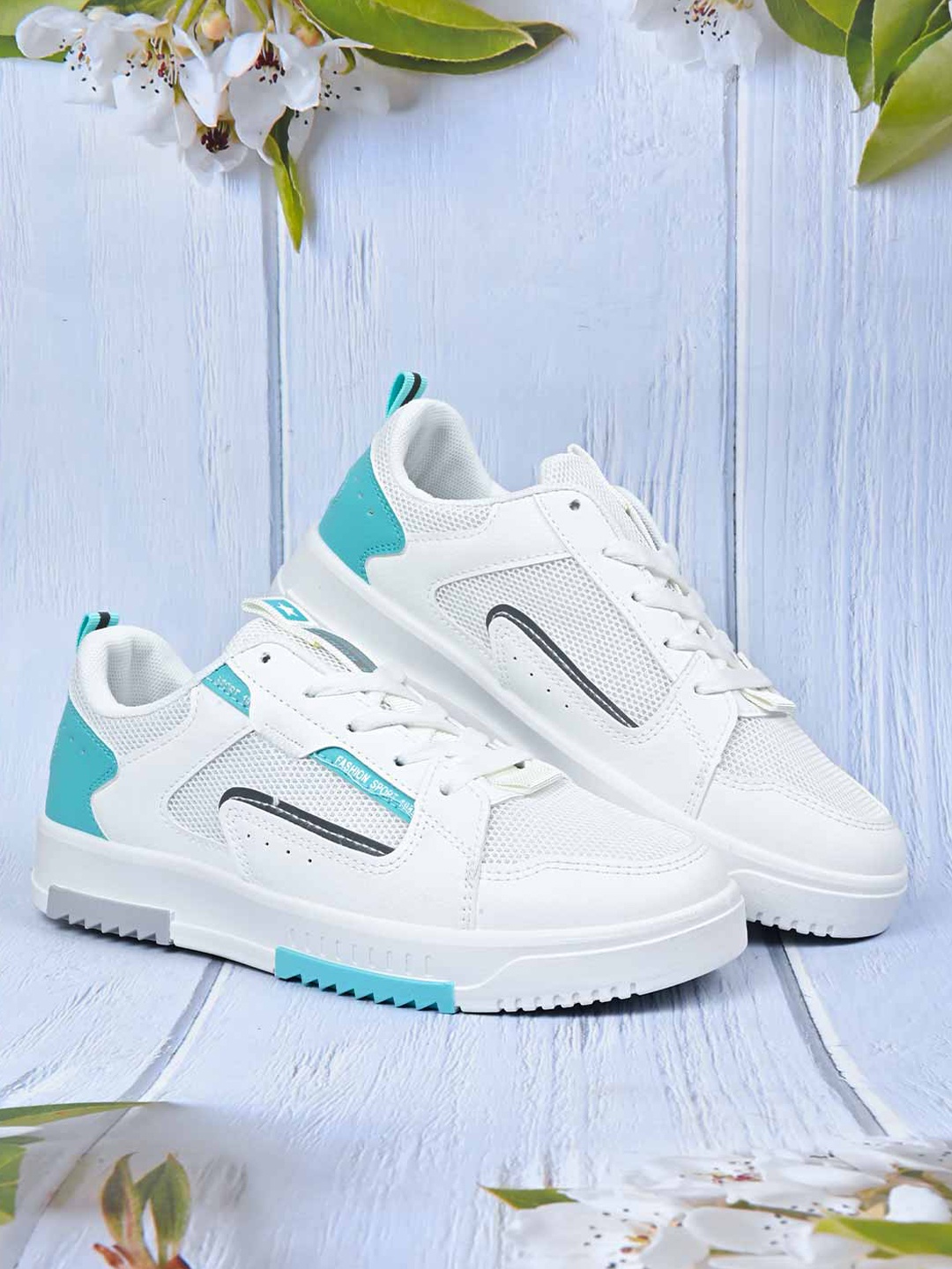 

Jove Women White Colourblocked Mesh Basics Sneakers