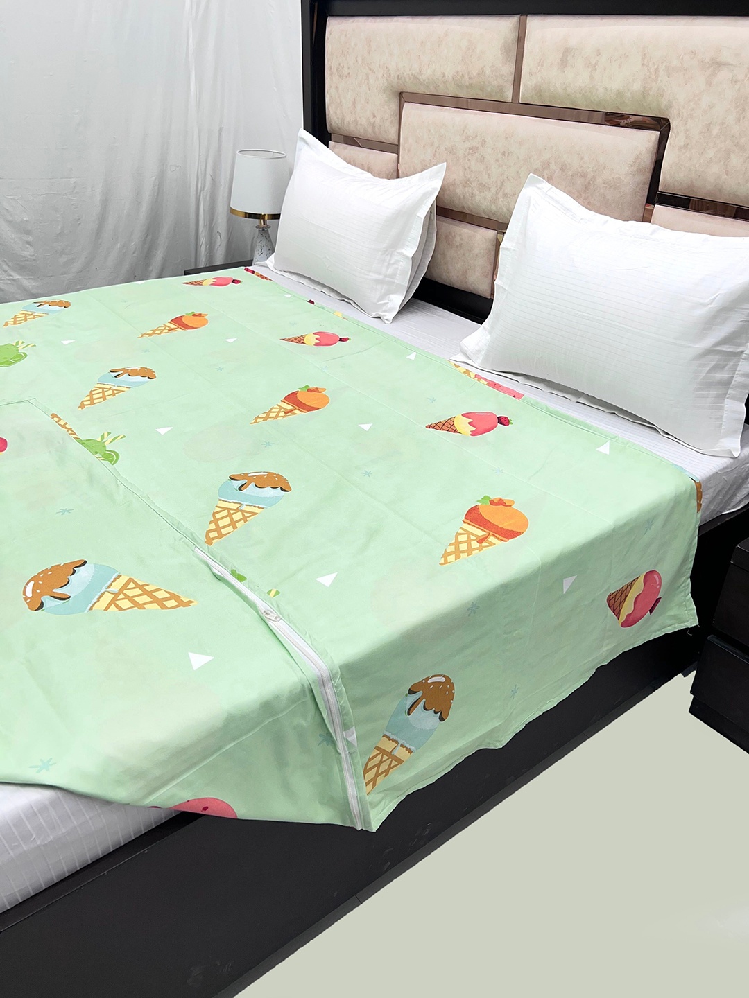 

Pure Decor Kids Printed King Size Bed Covers, Green