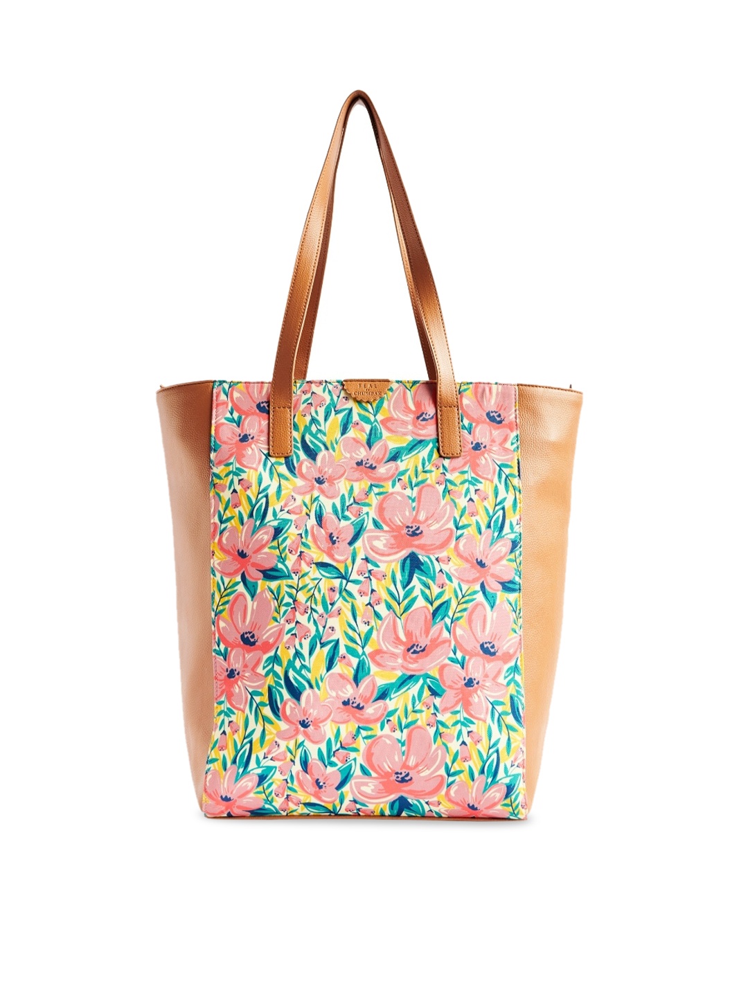 

TEAL BY CHUMBAK Floral Printed Oversized Shopper Tote Bag, Brown