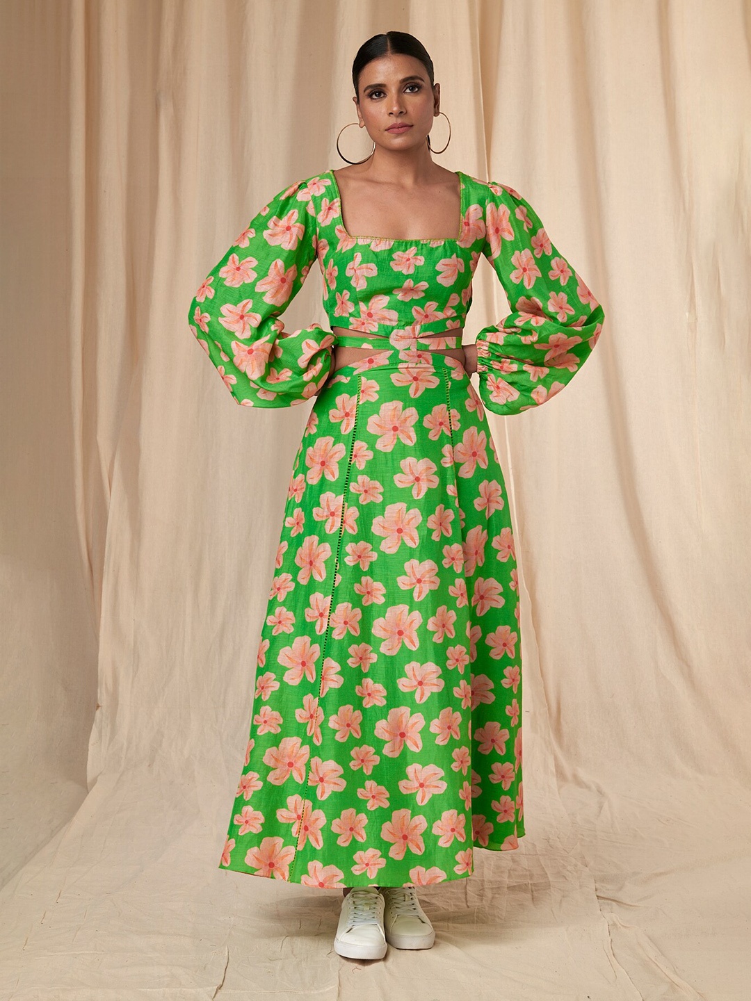 

Masaba Beck Flower Passion Cut Out Dress, Green