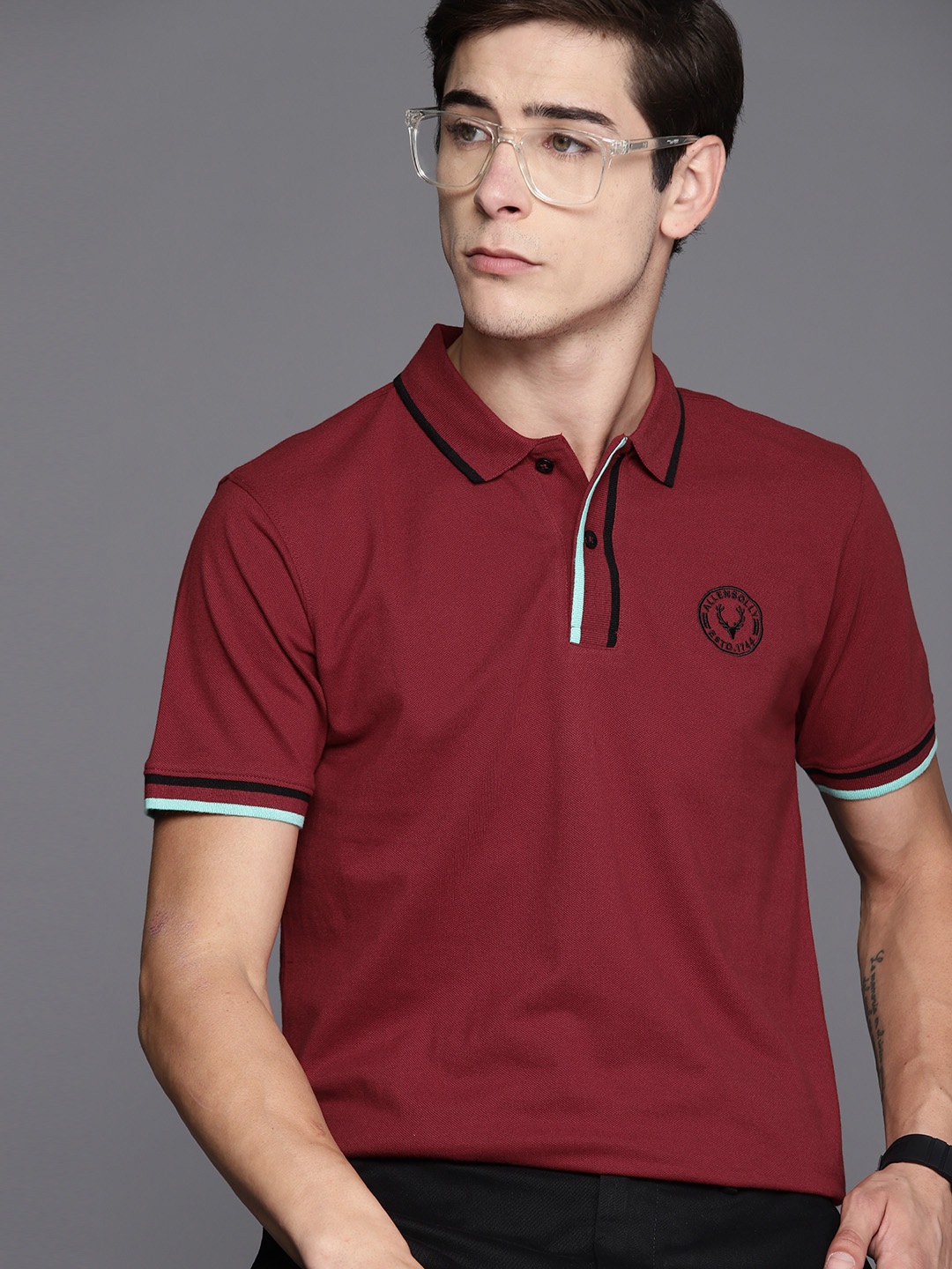 

Allen Solly Solid Polo Collar T-Shirt, Maroon