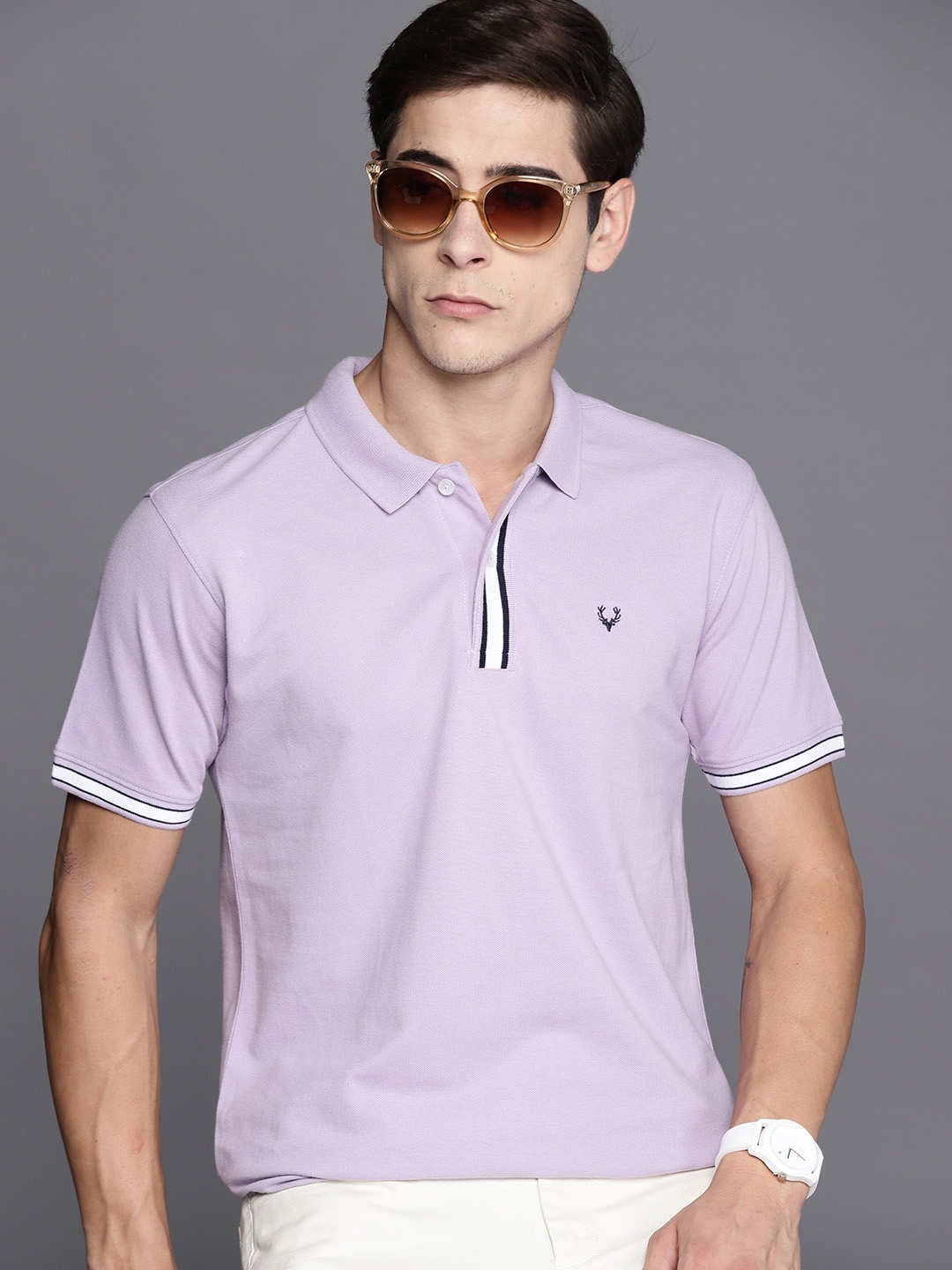 

Allen Solly Solid Polo Collar T-Shirt, Lavender