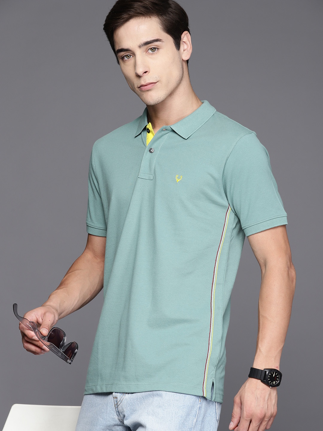 

Allen Solly Solid Polo Collar T-Shirt, Green