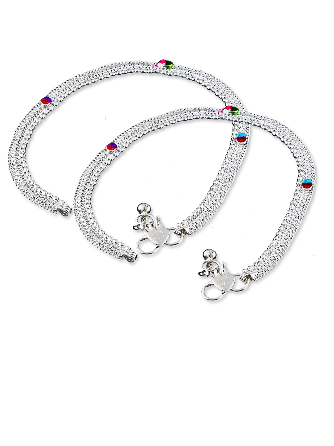 

RUHI COLLECTION Set Of 4 Silver-Plated Bridal Anklets