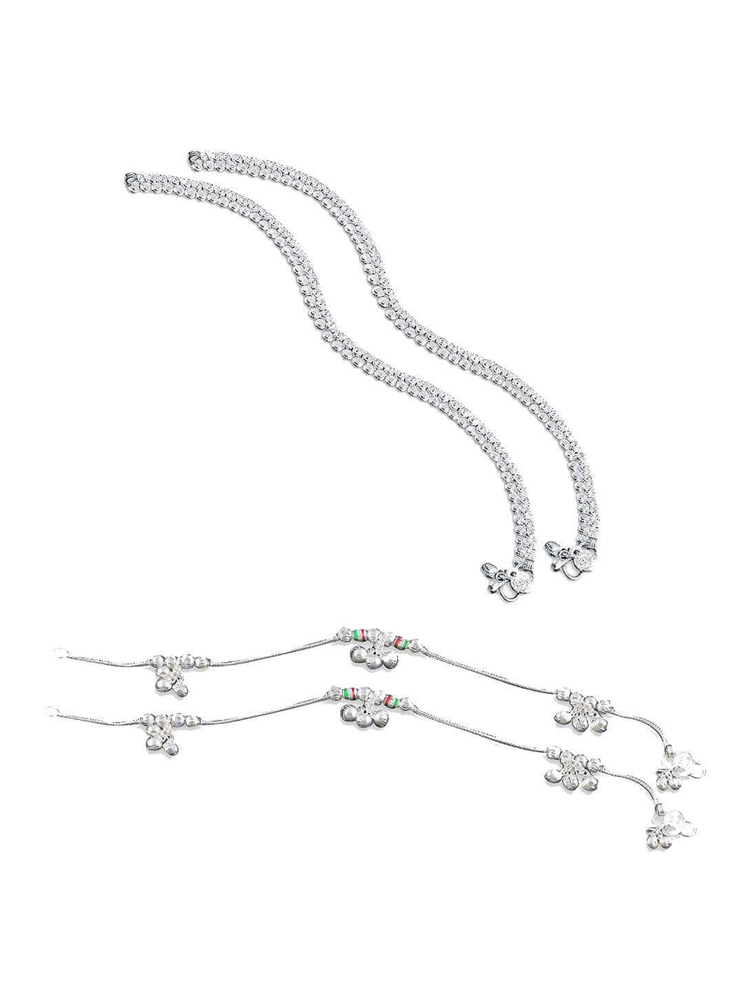 

RUHI COLLECTION Set Of 4 Silver-Plated Beaded Anklets